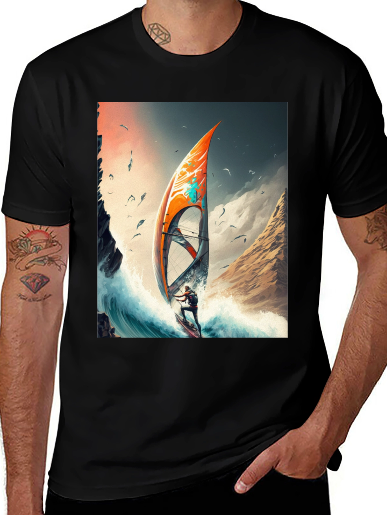 Windsurfing Graphic Tee - Black