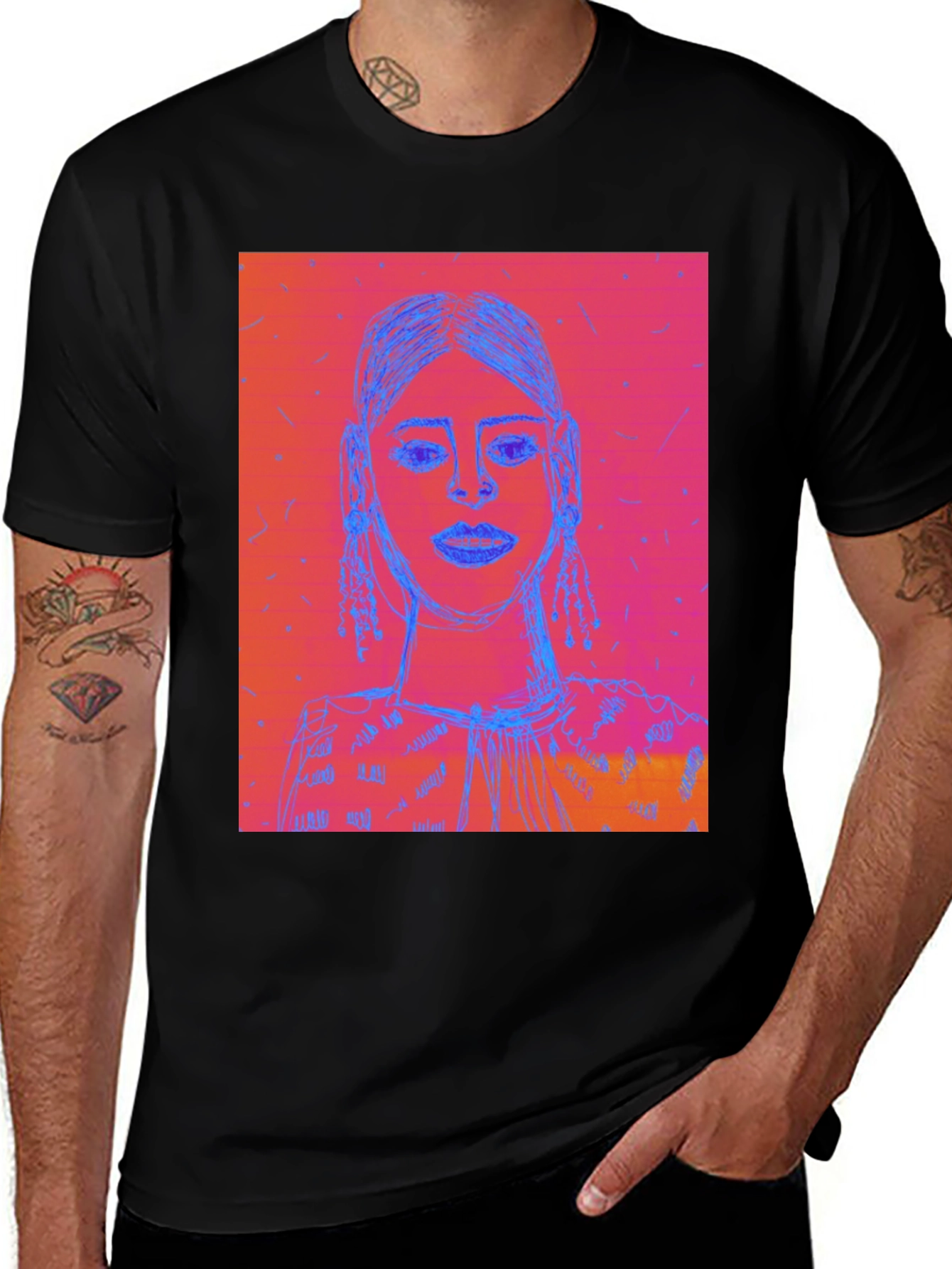 Variant 5 of Abstract Portrait Graphic Tee - Modern Streetwear Style