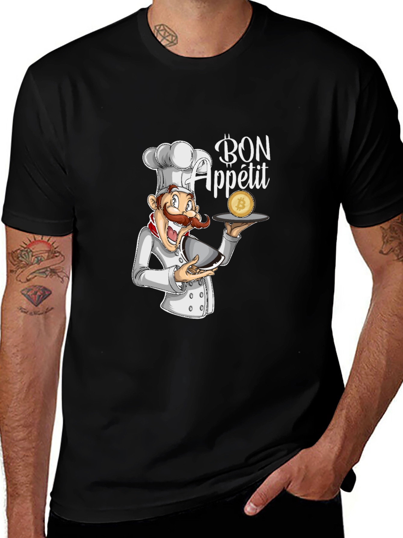 Black Bon Appetit Chef Bitcoin T-Shirt main image