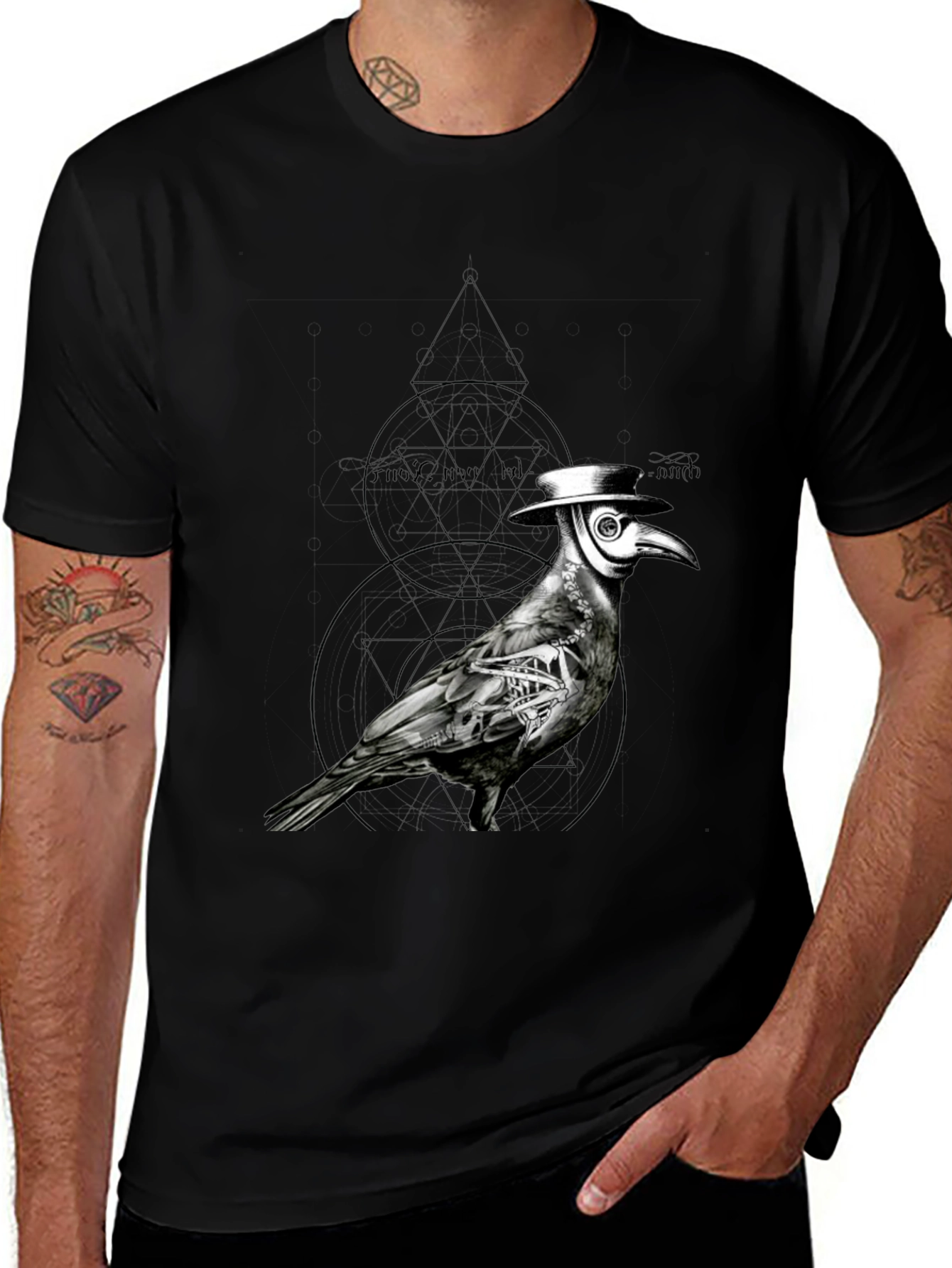 Variant 26 of Steampunk Plague Doctor Crow Graphic Tee