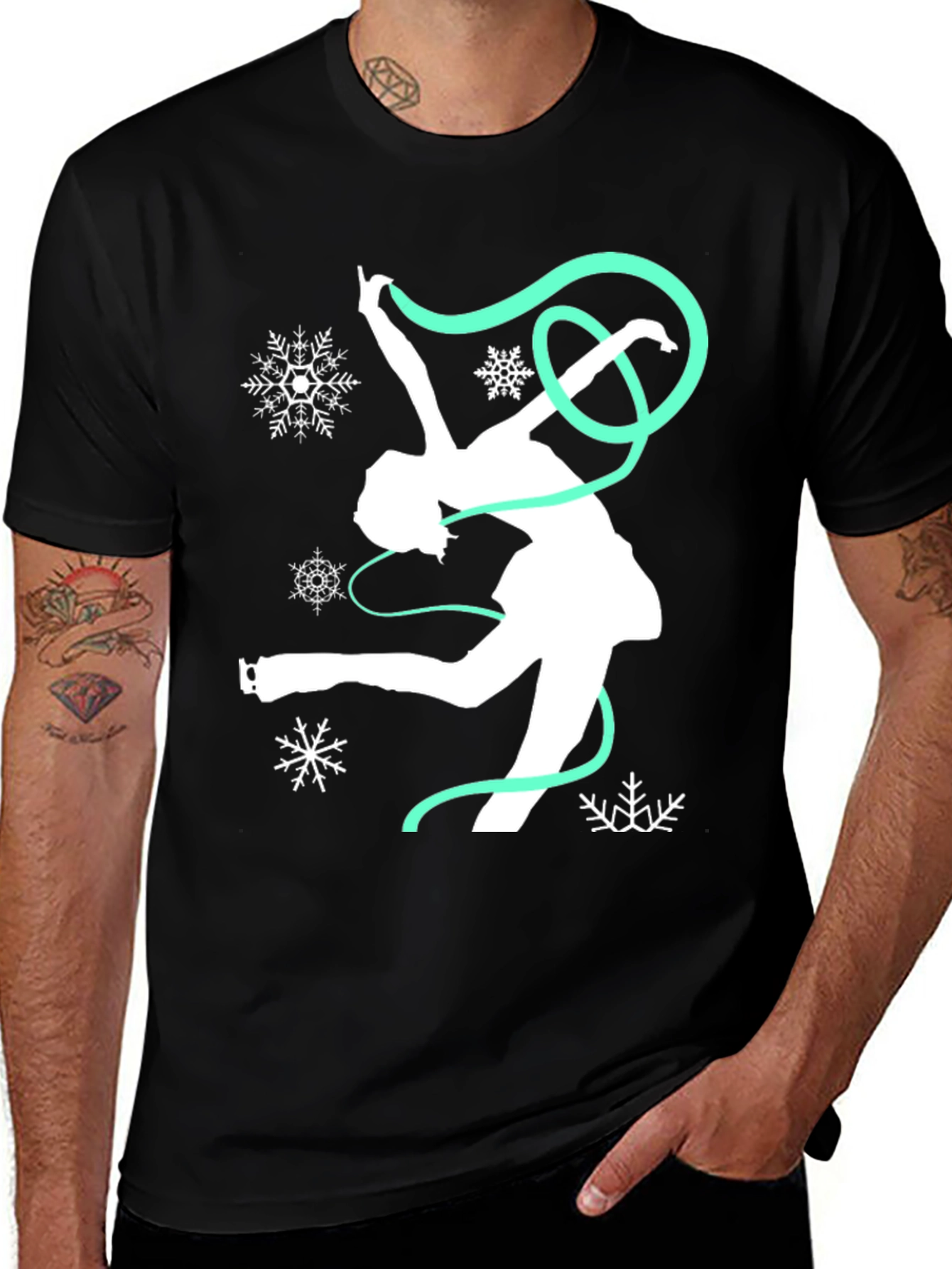 Variant 12 of Figure Skater Tee - Ribbon & Snowflakes