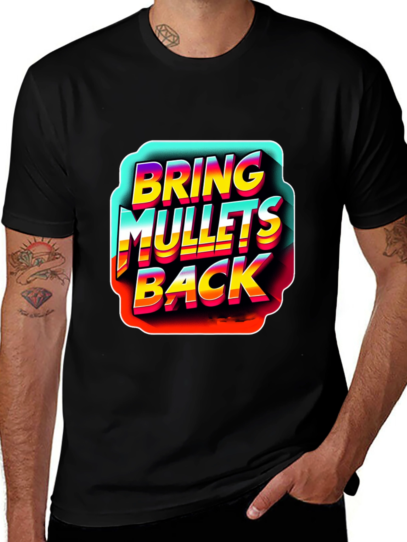 Variant 27 of Bring Mullets Back T-Shirt Retro Style Design