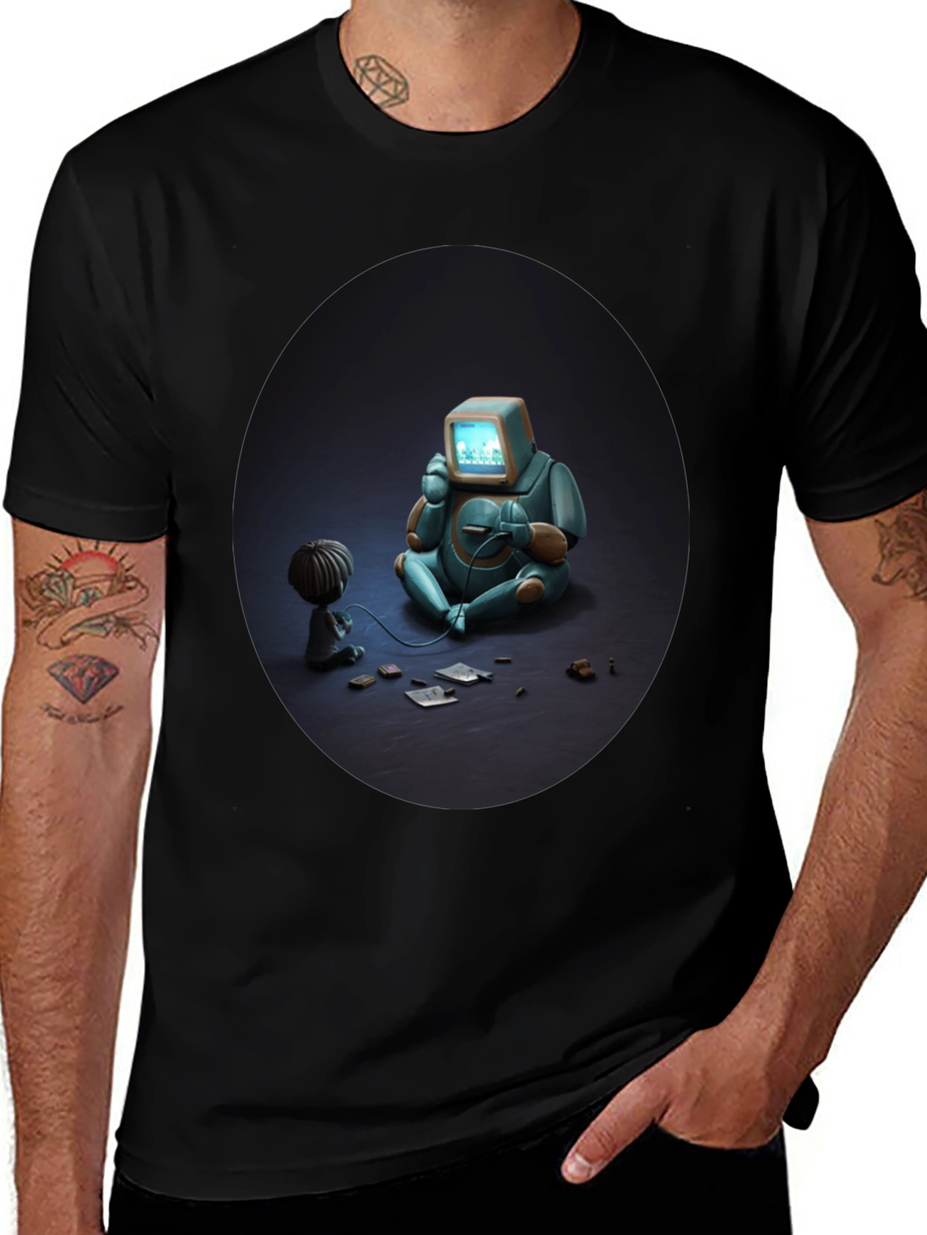 TV Head Robot Friend T-Shirt - Unique Graphic Tee