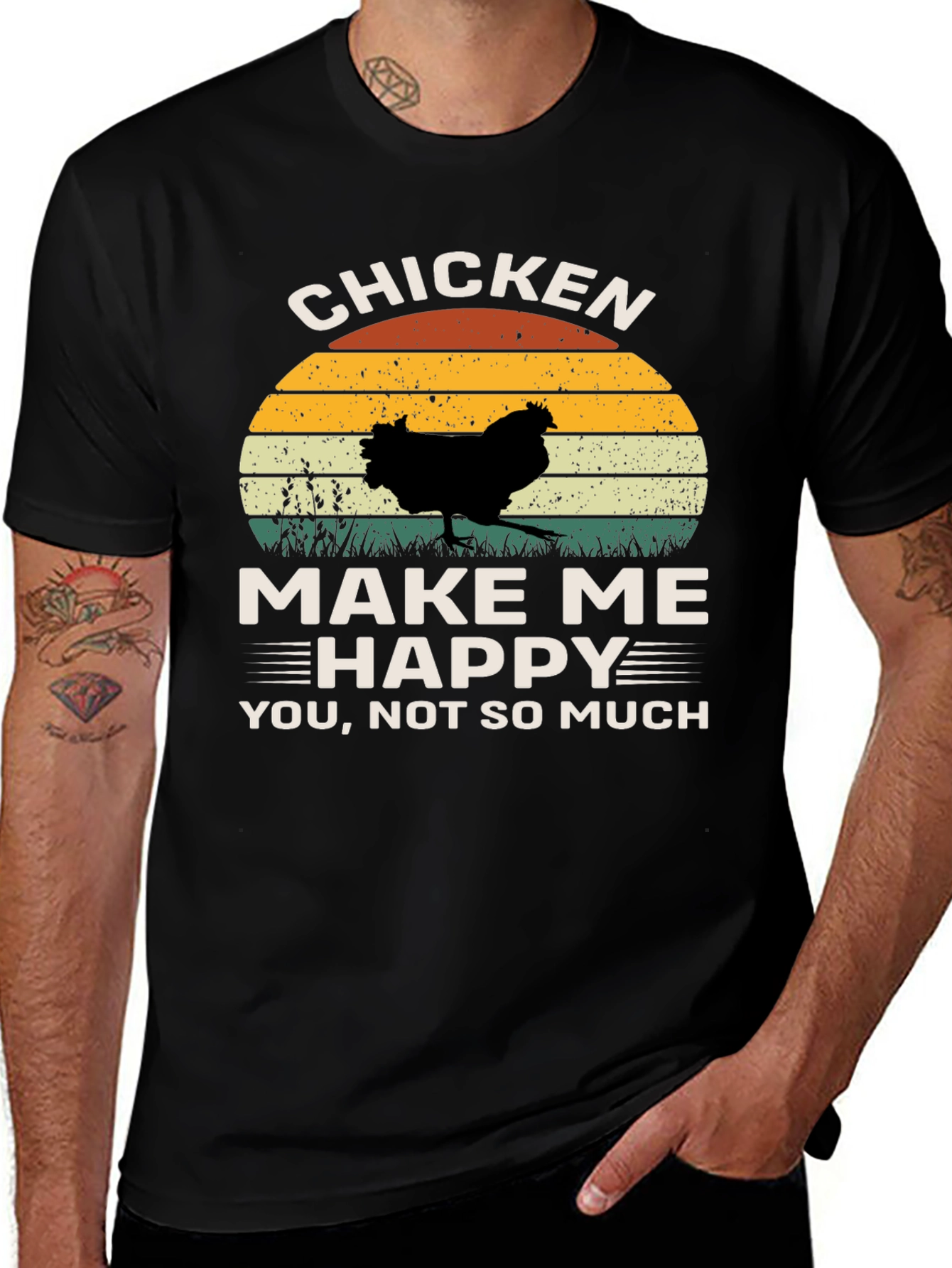 Black Chicken Make Me Happy T-Shirt main image