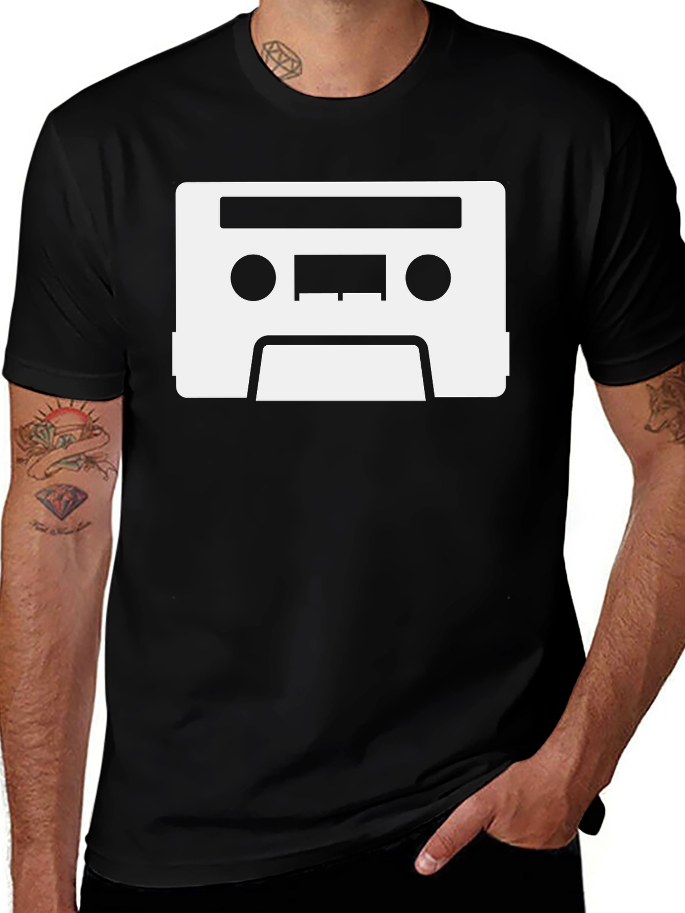 Black Retro Cassette Tape Graphic Tee - Black main image