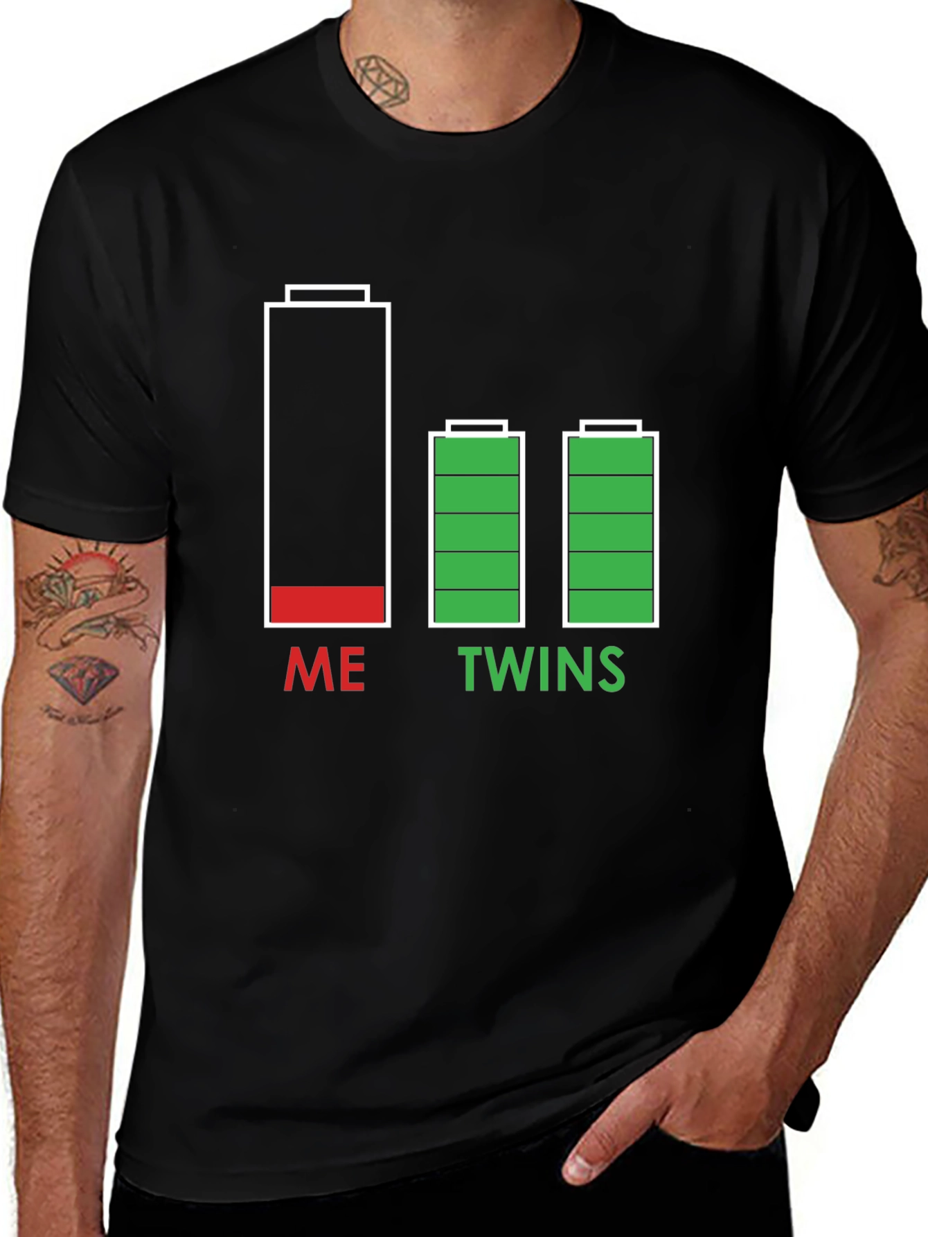 Variant 5 of Dad Life Twins Low Battery T-Shirt
