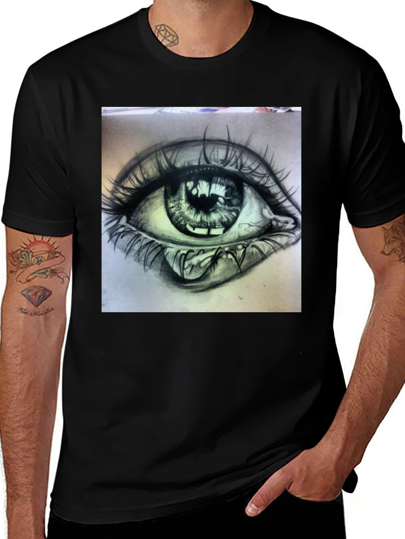 Eye Drawing Black T-Shirt