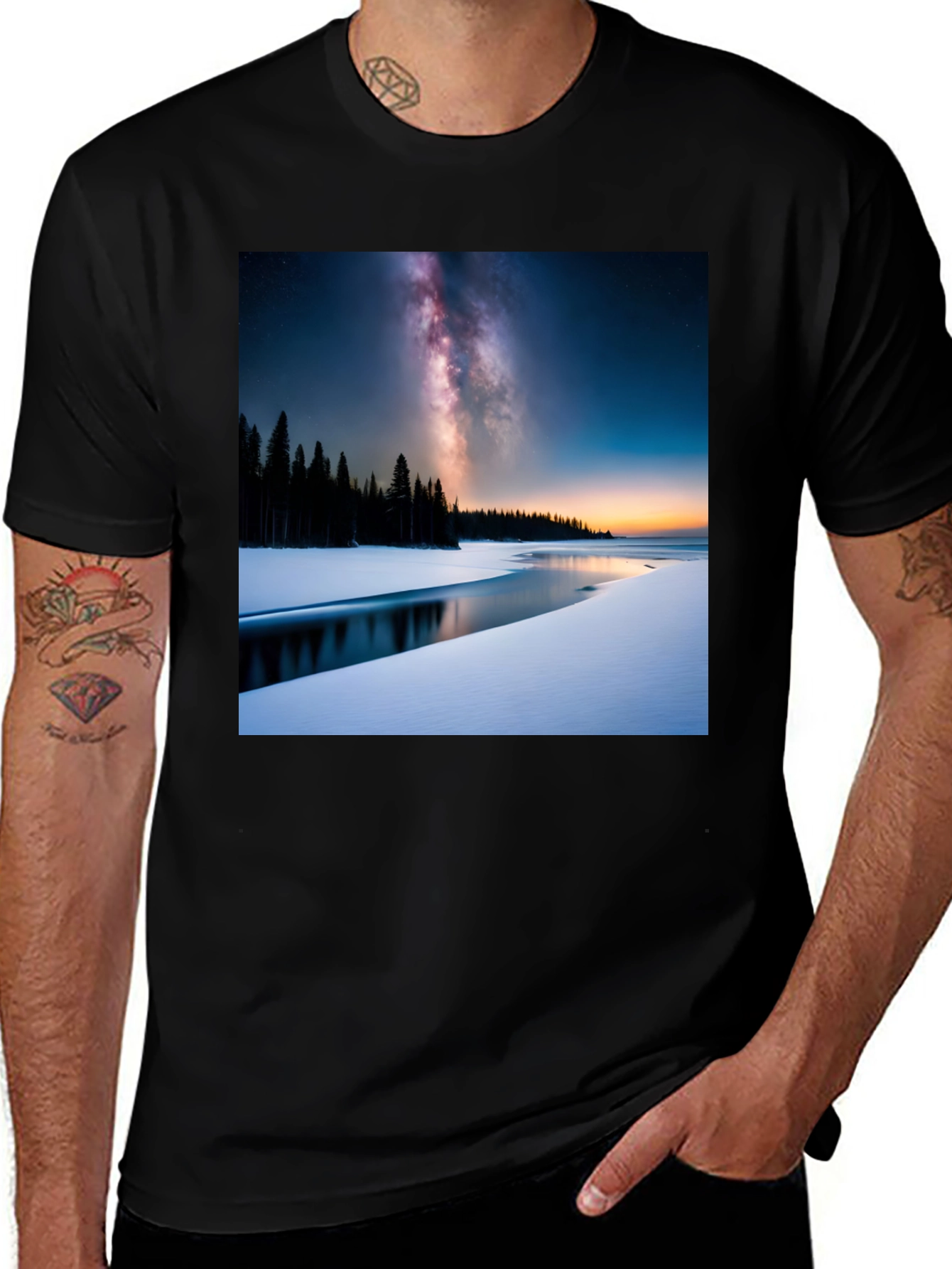 Variant 10 of Milky Way Winter River Black T-Shirt