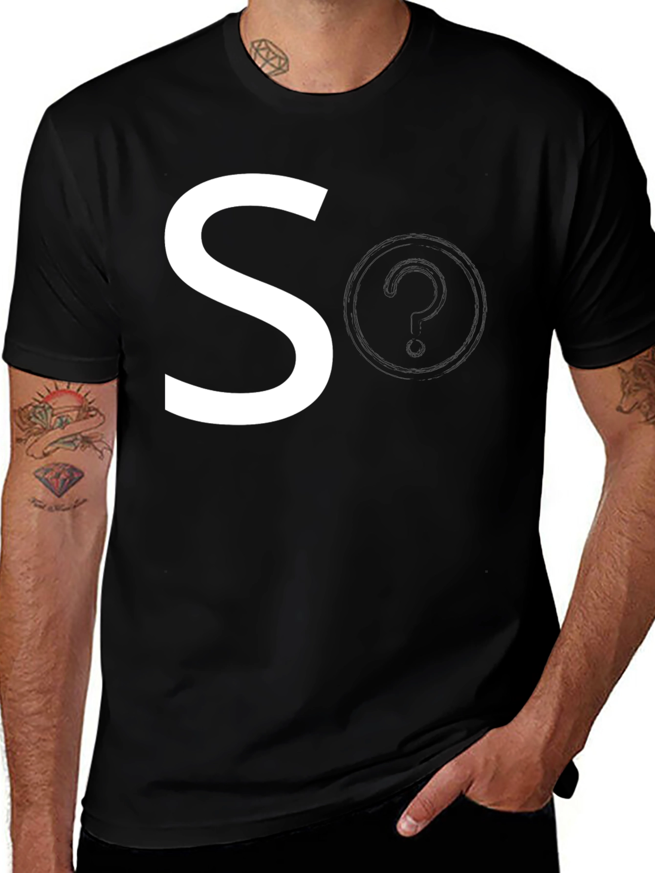 Variant 16 of Men's Black Graphic Tee - White "S"
