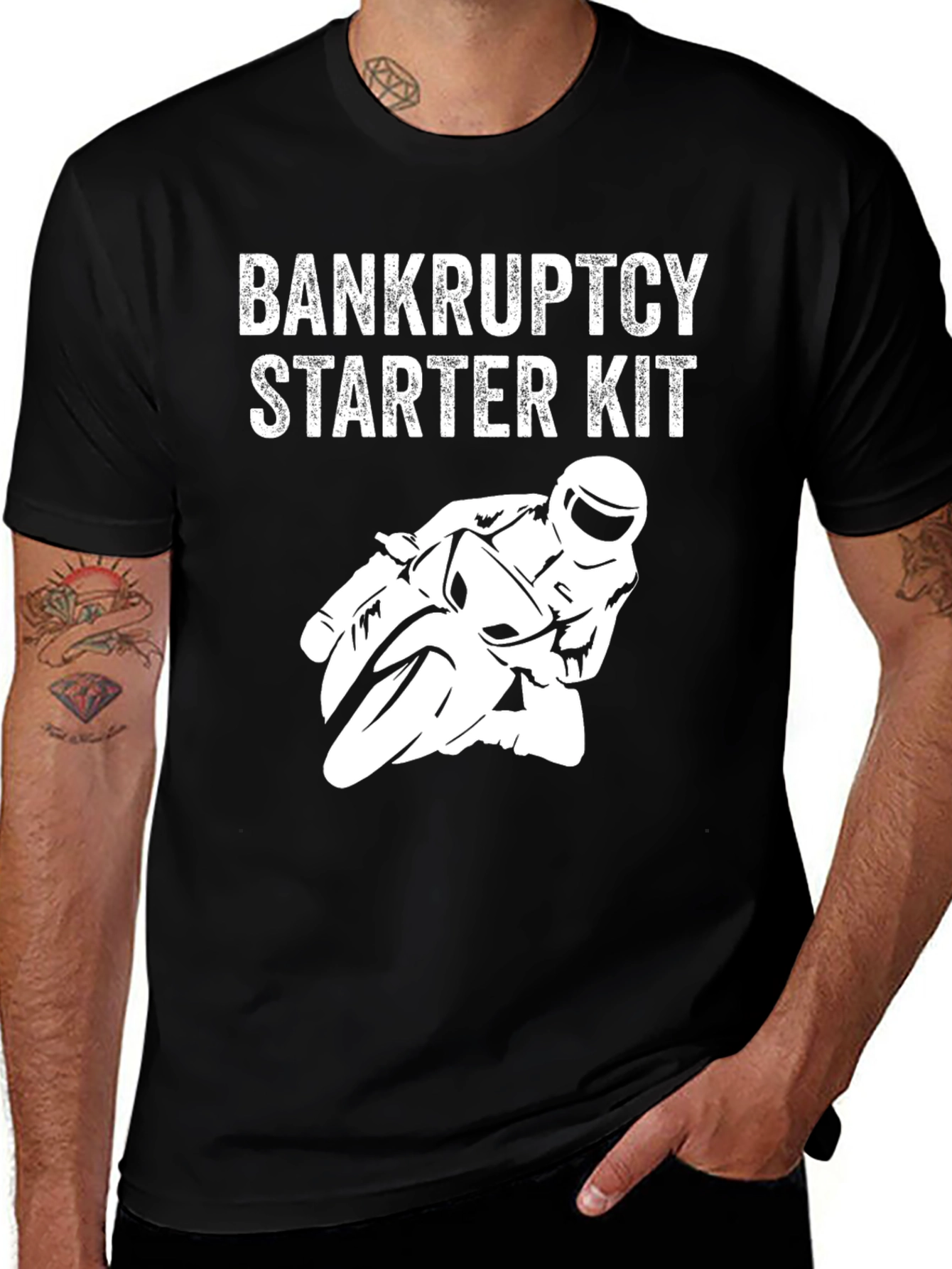 Variant 21 of Bankruptcy Starter Kit T-Shirt - Funny Motorcycle Design