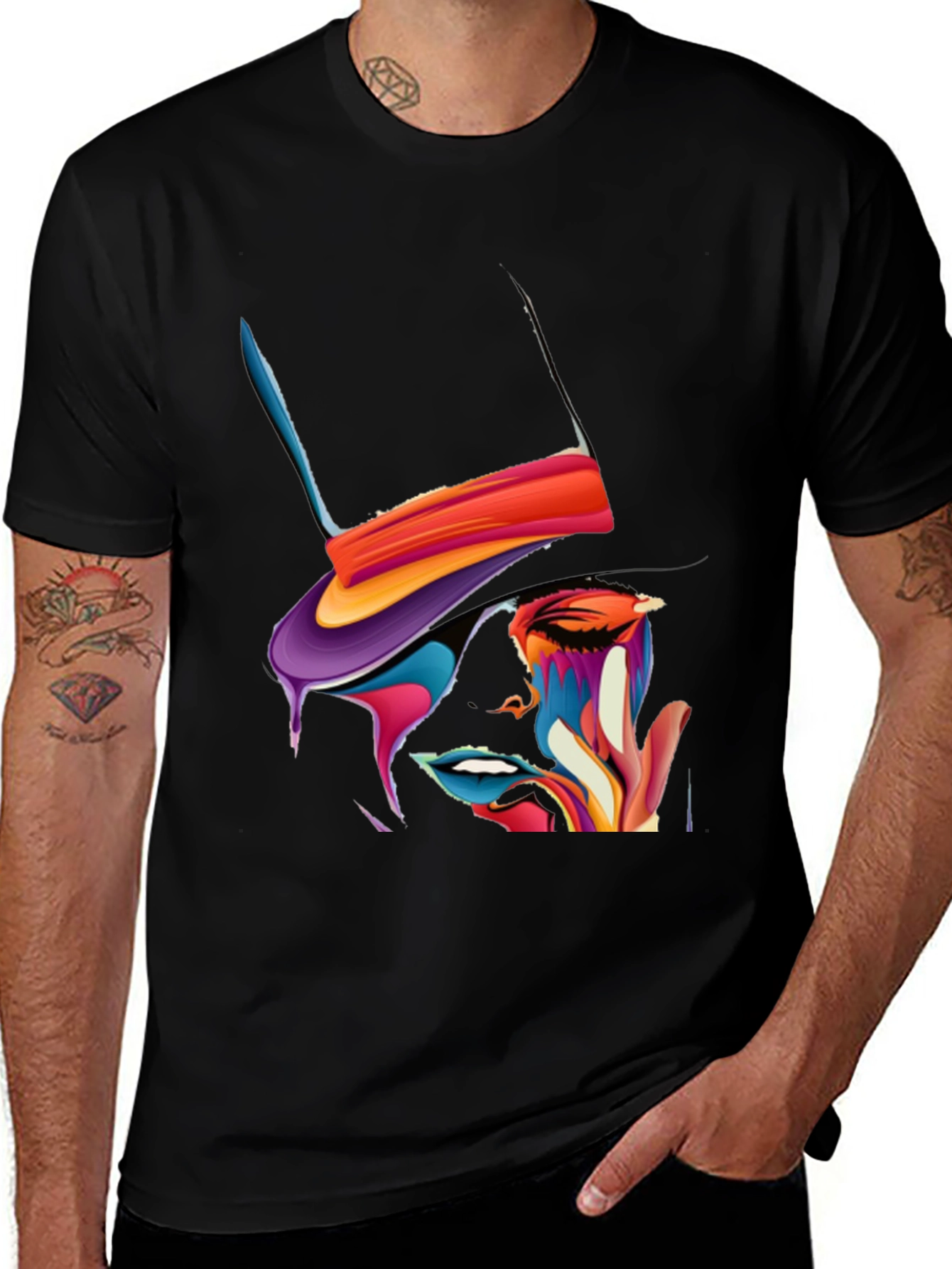 Variant 12 of Abstract Art Graphic Tee - Stylish Black T-Shirt