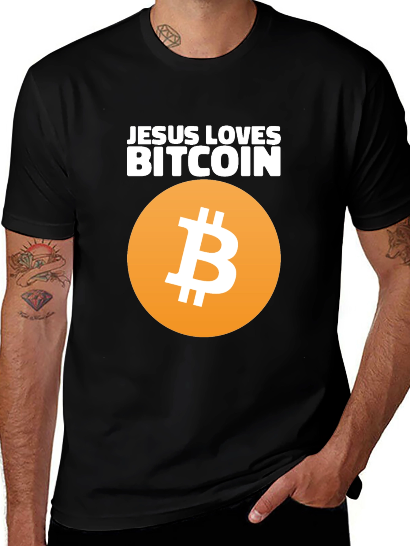 Jesus Loves Bitcoin Graphic T-Shirt - Crypto Fan Tee