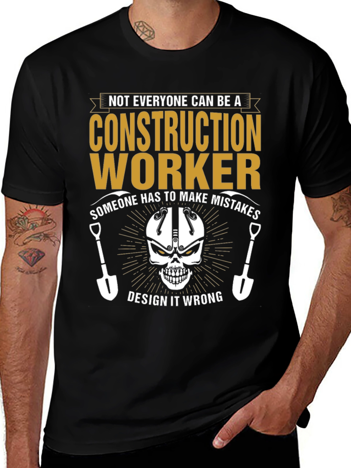 Variant 10 of Construction Worker Graphic Tee - Make Mistakes Design