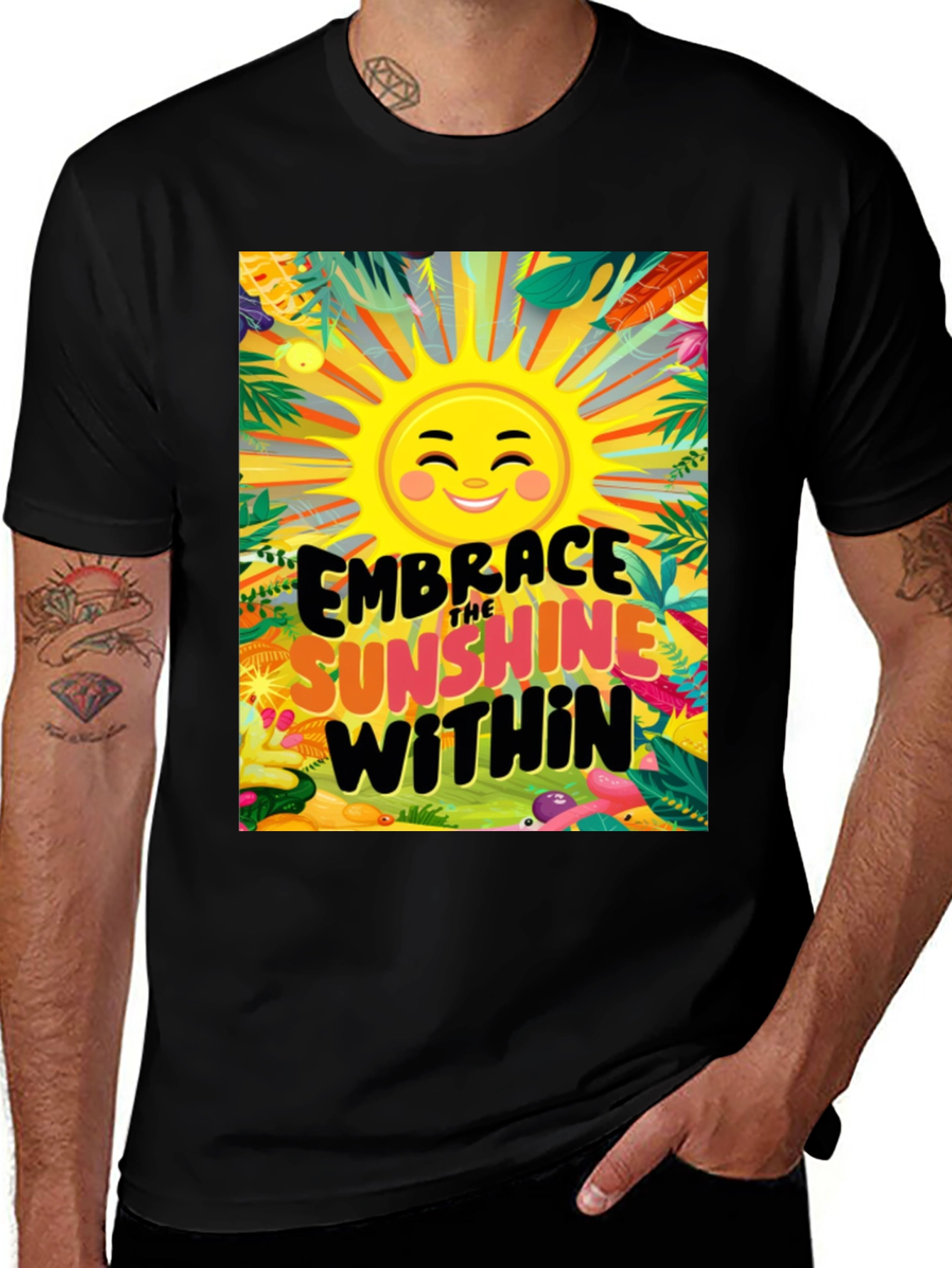 Variant 12 of Embrace the Sunshine Within Black Graphic Tee