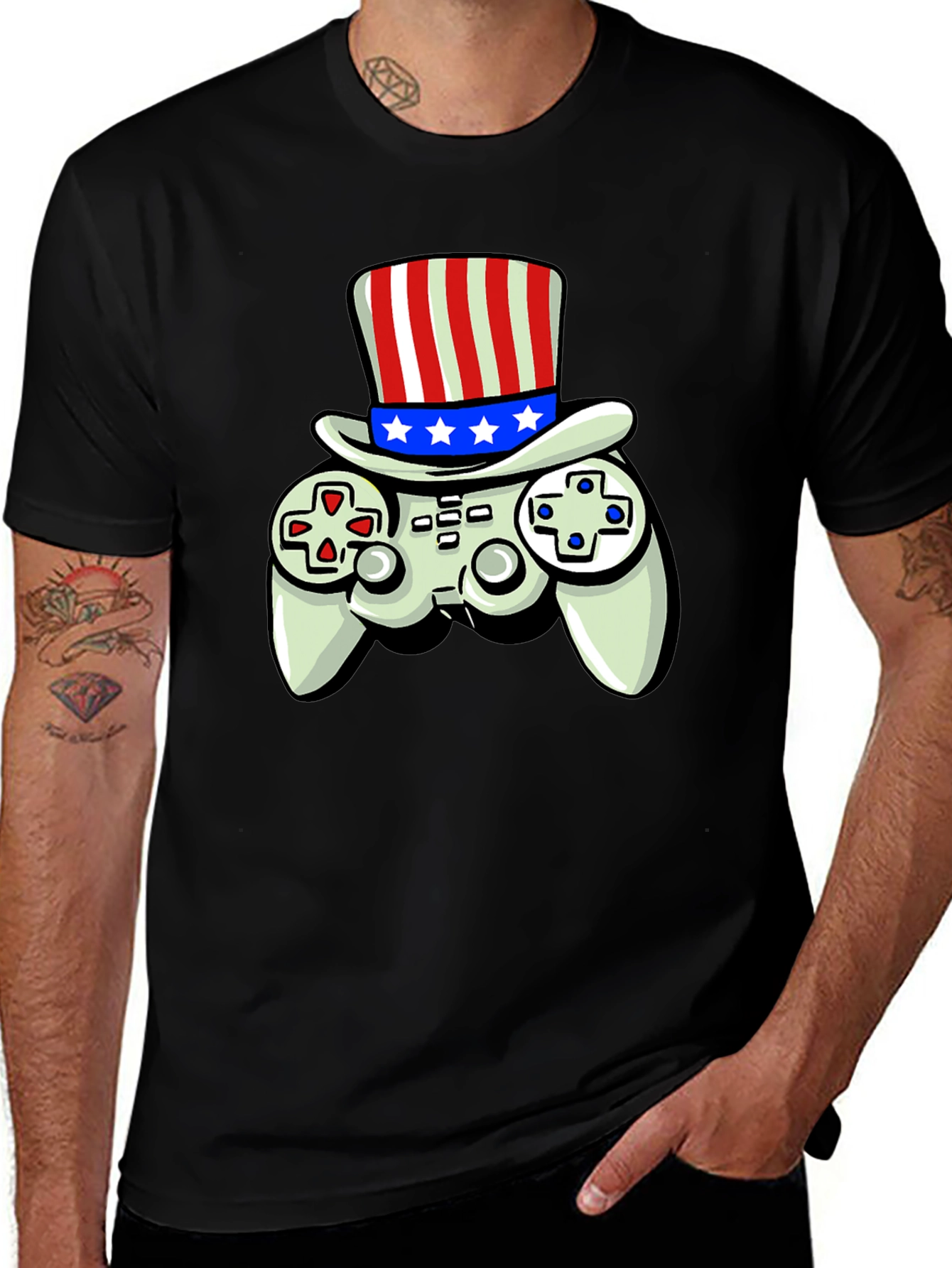 Variant 4 of Patriotic Gamer T-Shirt - USA Controller Design
