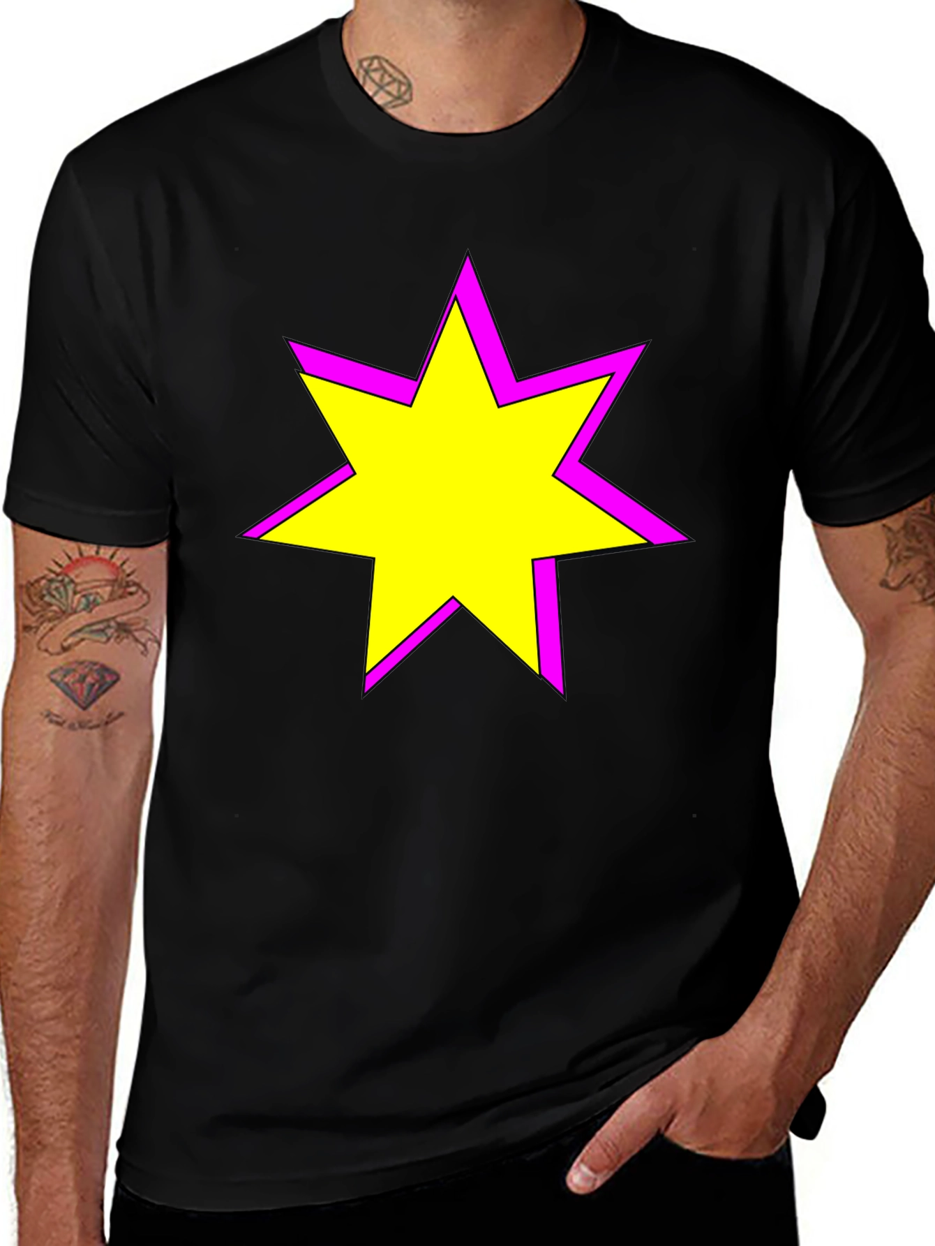 Variant 18 of Star Graphic Tee - Casual Black T-Shirt