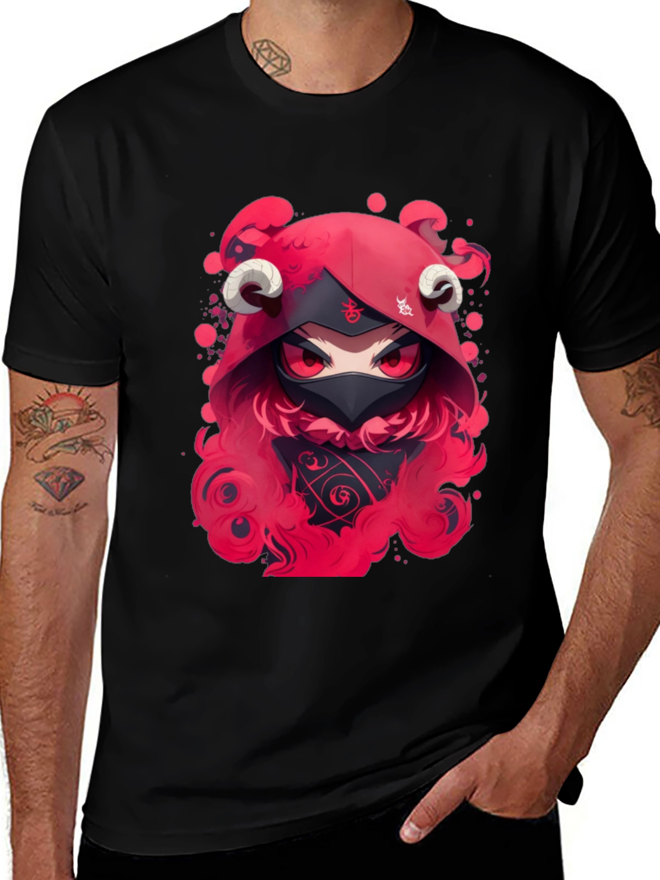 Red Devil Anime Graphic Black T-Shirt