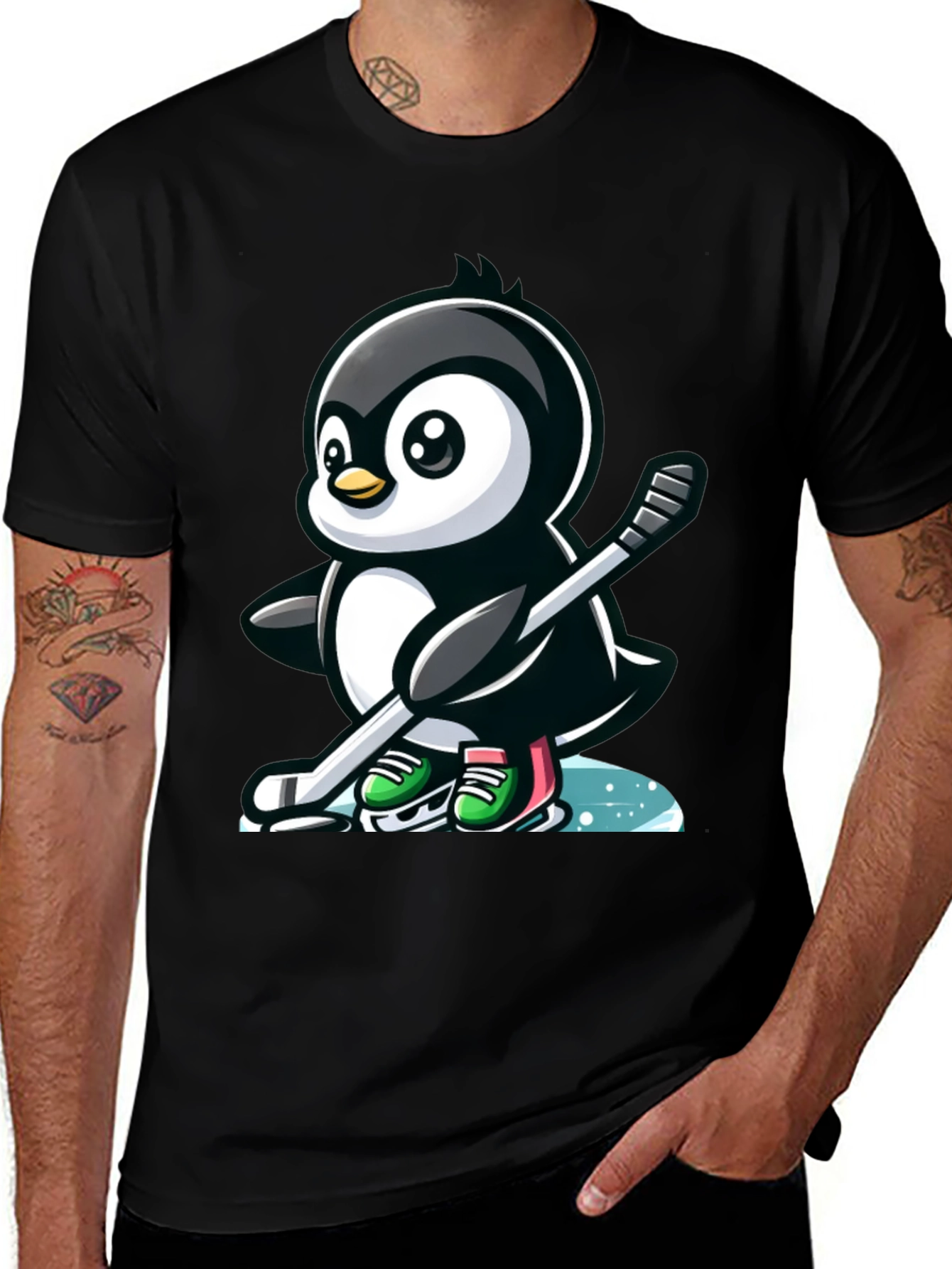 Variant 12 of Hockey Penguin T-Shirt - Cool Cartoon Tee