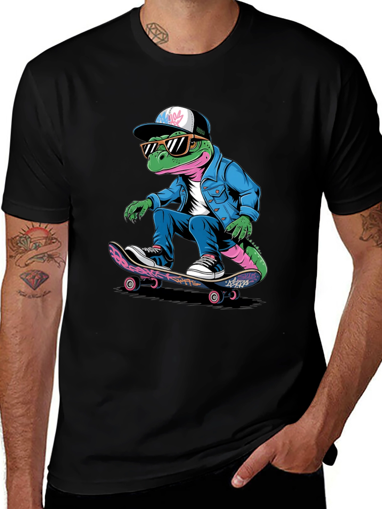 Variant 15 of Cool Lizard Skateboarder Graphic Tee