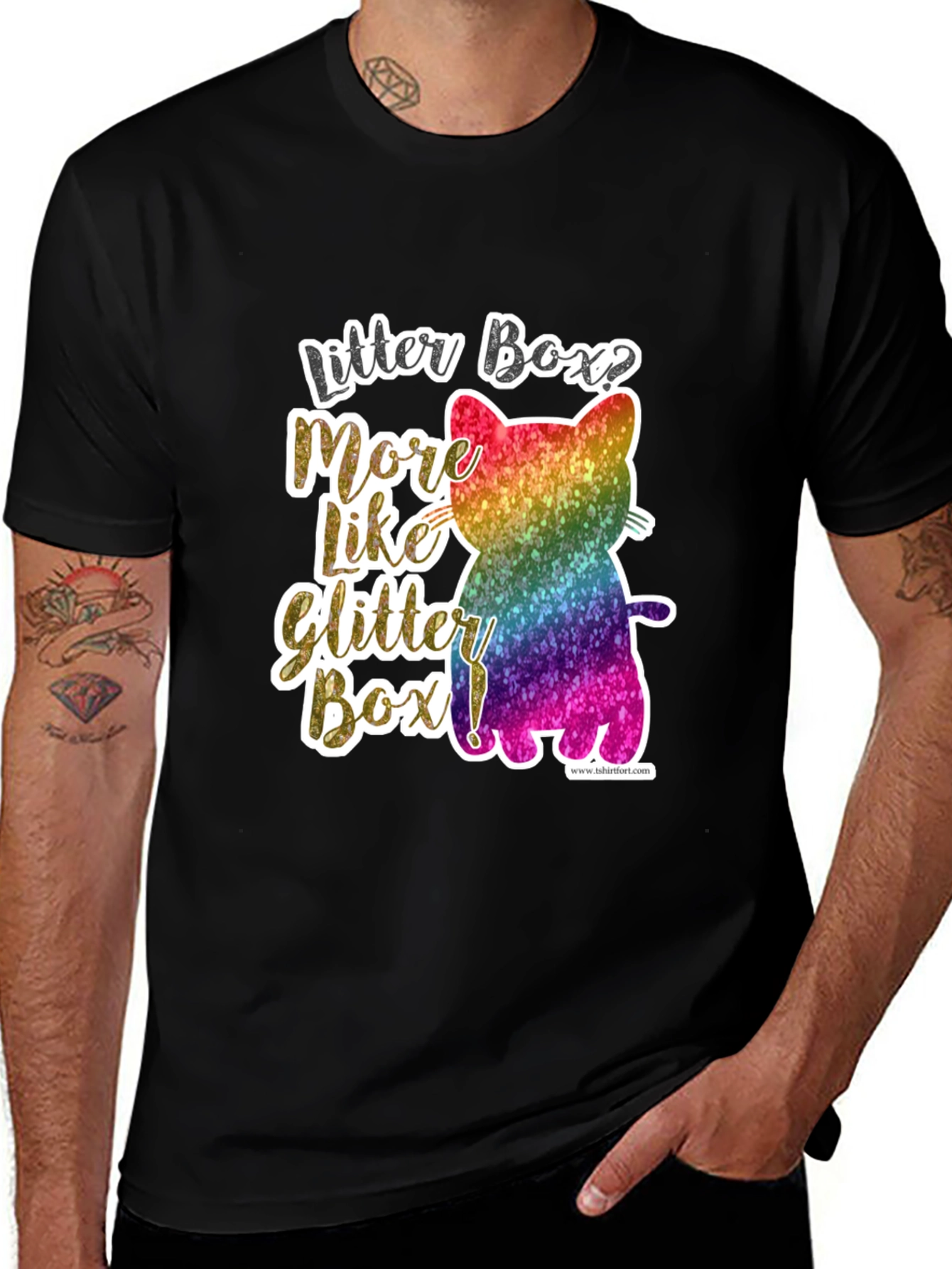 Variant 20 of Glittery Cat Lover T-Shirt - Litter Box