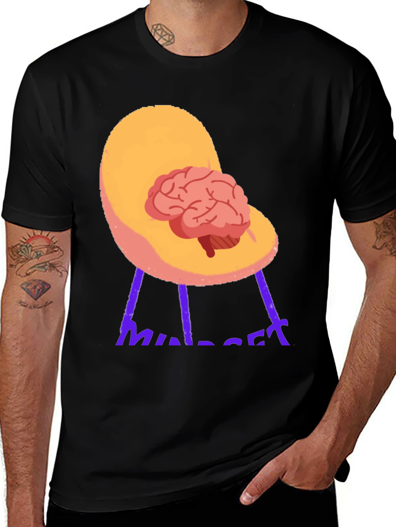 Brain on Chair Graphic Tee - Thinker's Shirt