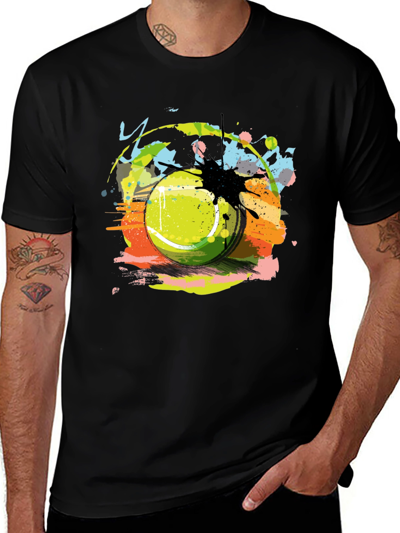 Variant 3 of Tennis Ball Splatter Graphic Tee - Stylish Sportswear
