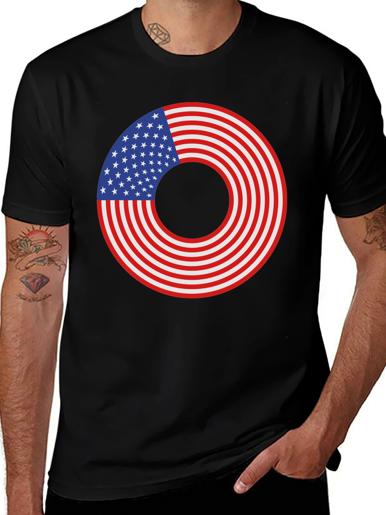 Variant 19 of American Flag Doughnut Graphic Tee