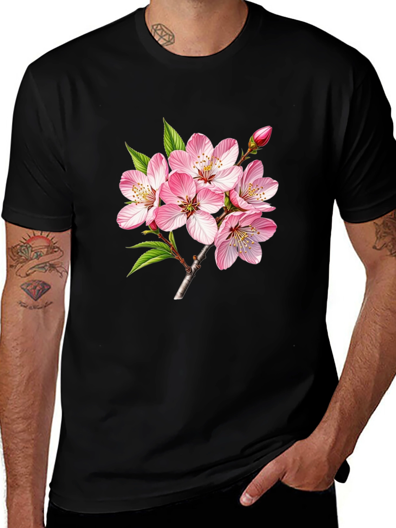 Variant 3 of Cherry Blossom Graphic Black T-Shirt