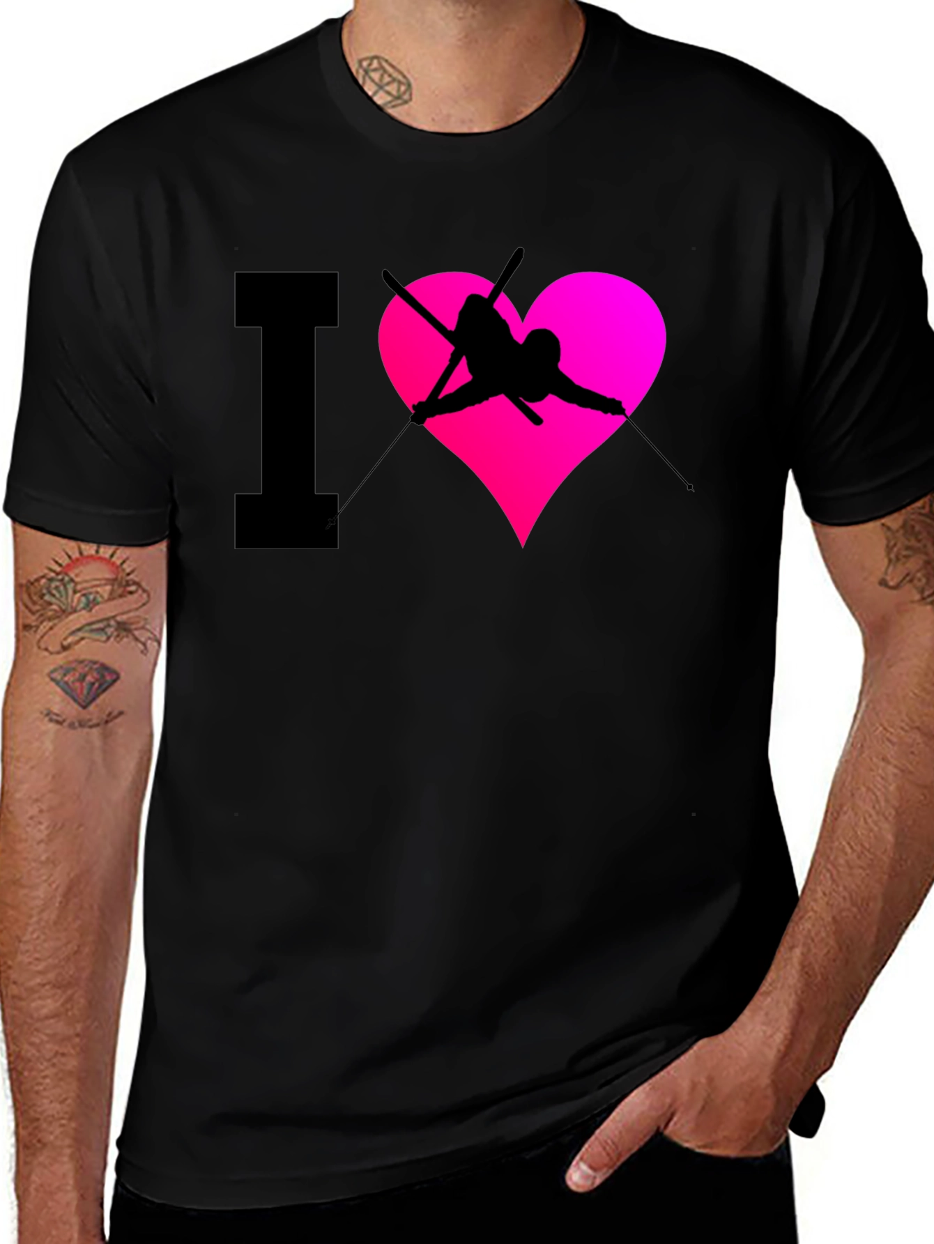 I Love Skiing T-Shirt - Sporty Graphic Tee