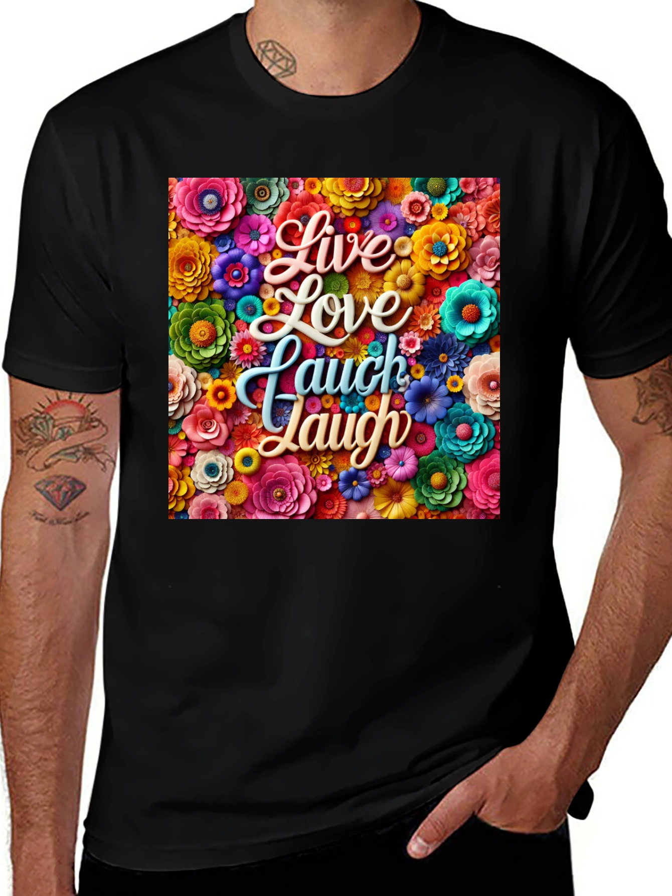 Variant 15 of Floral Live Love Laugh Graphic T-Shirt