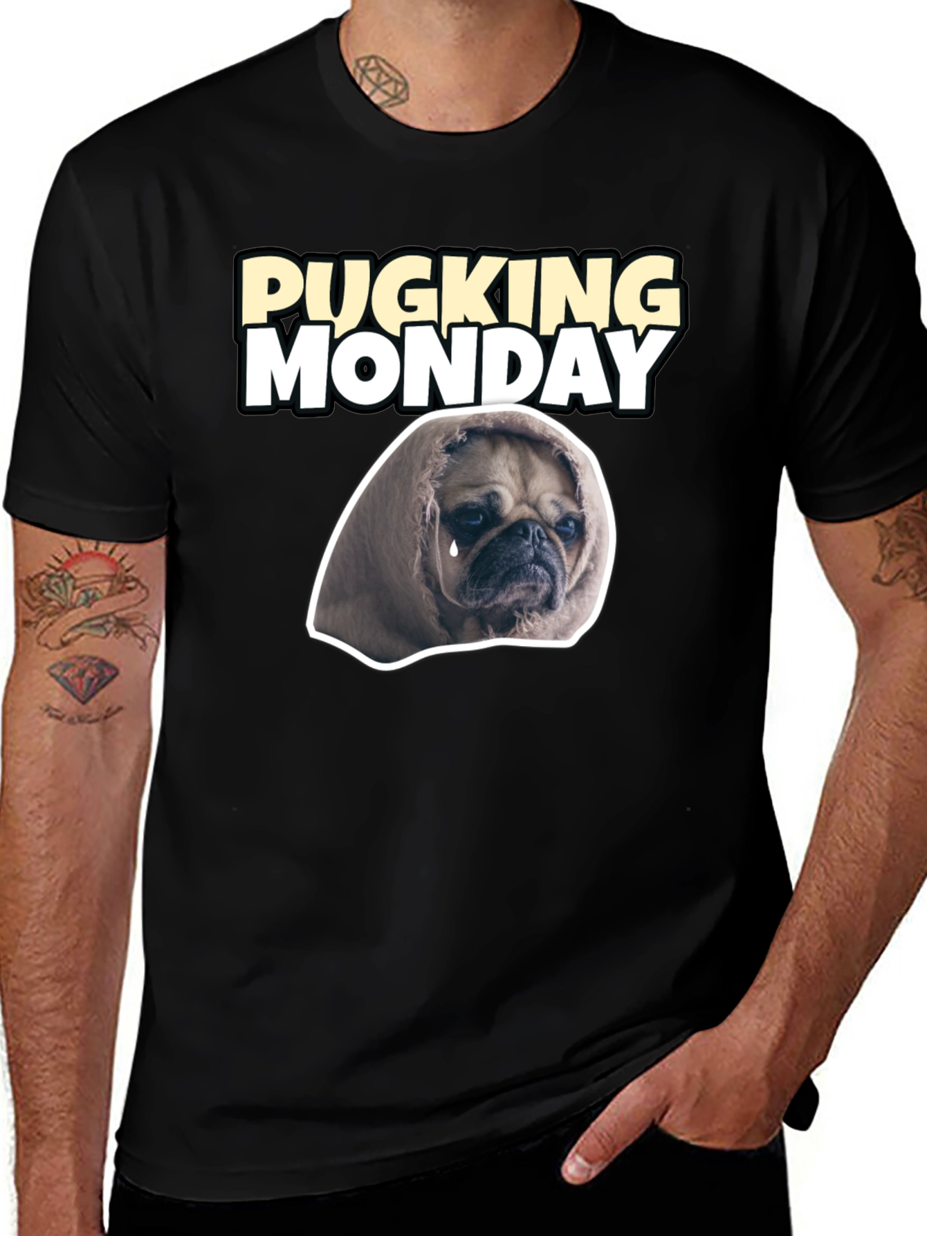 Variant 10 of Pugging Monday Black T-Shirt 