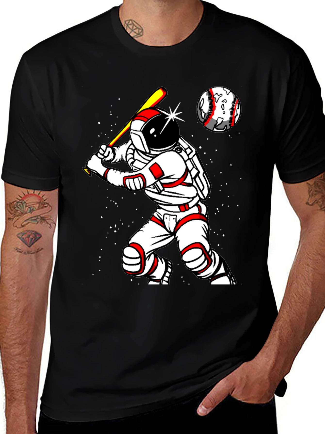 Variant 27 of Astronaut Baseball Player Graphic T-Shirt
