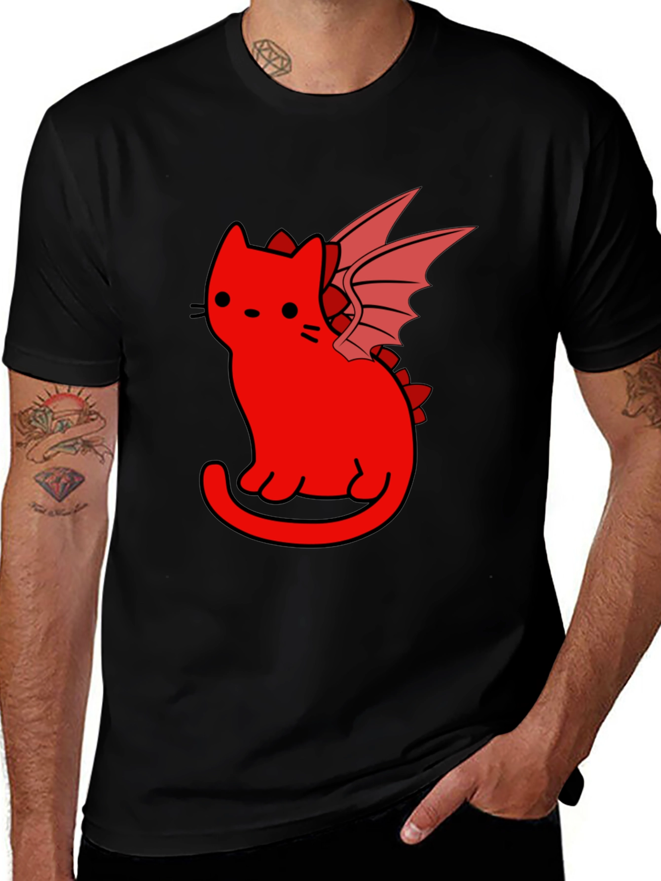 Variant 18 of Dragon Cat T-Shirt - Black, Unique Design
