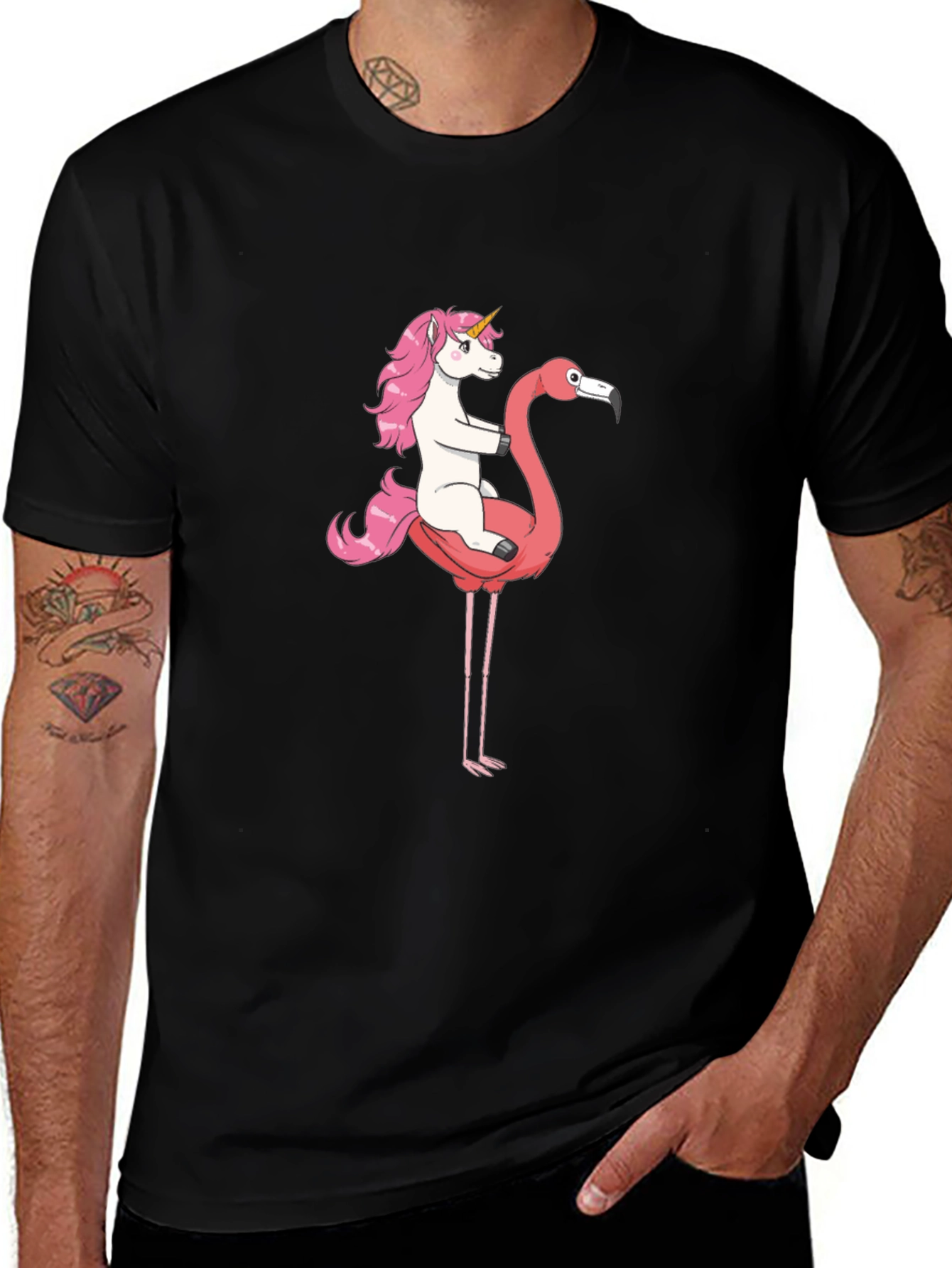 Variant 22 of Unicorn Riding Flamingo Graphic T-Shirt