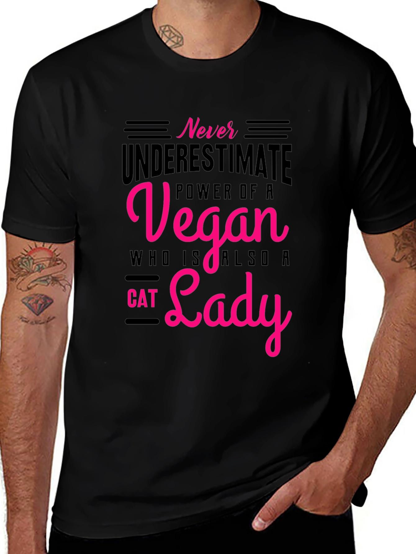 Variant 9 of Vegan Cat Lady T-Shirt: Never Underestimate the Power!
