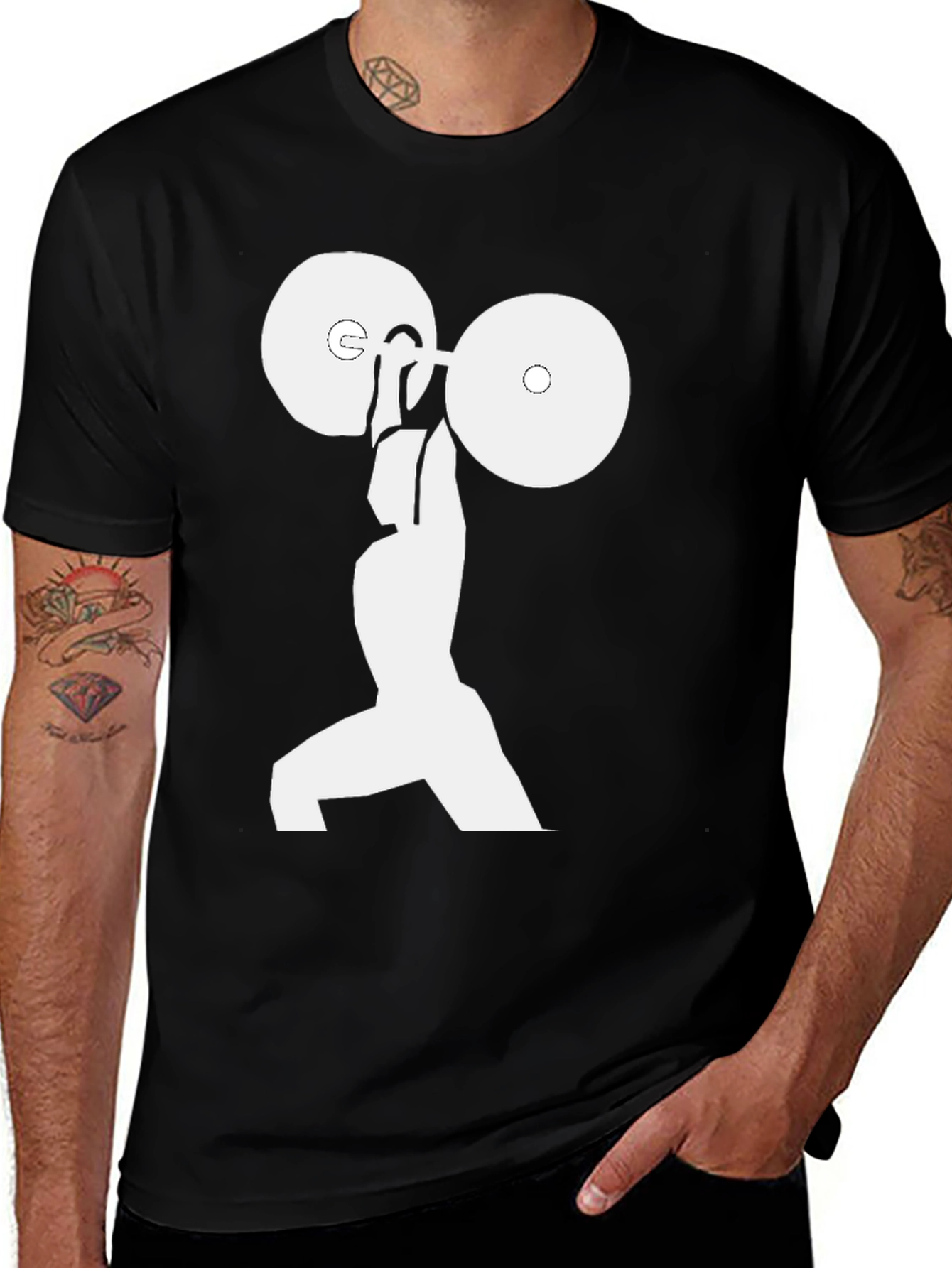 Variant 30 of Weightlifter Graphic Tee - Black Cotton Shirt