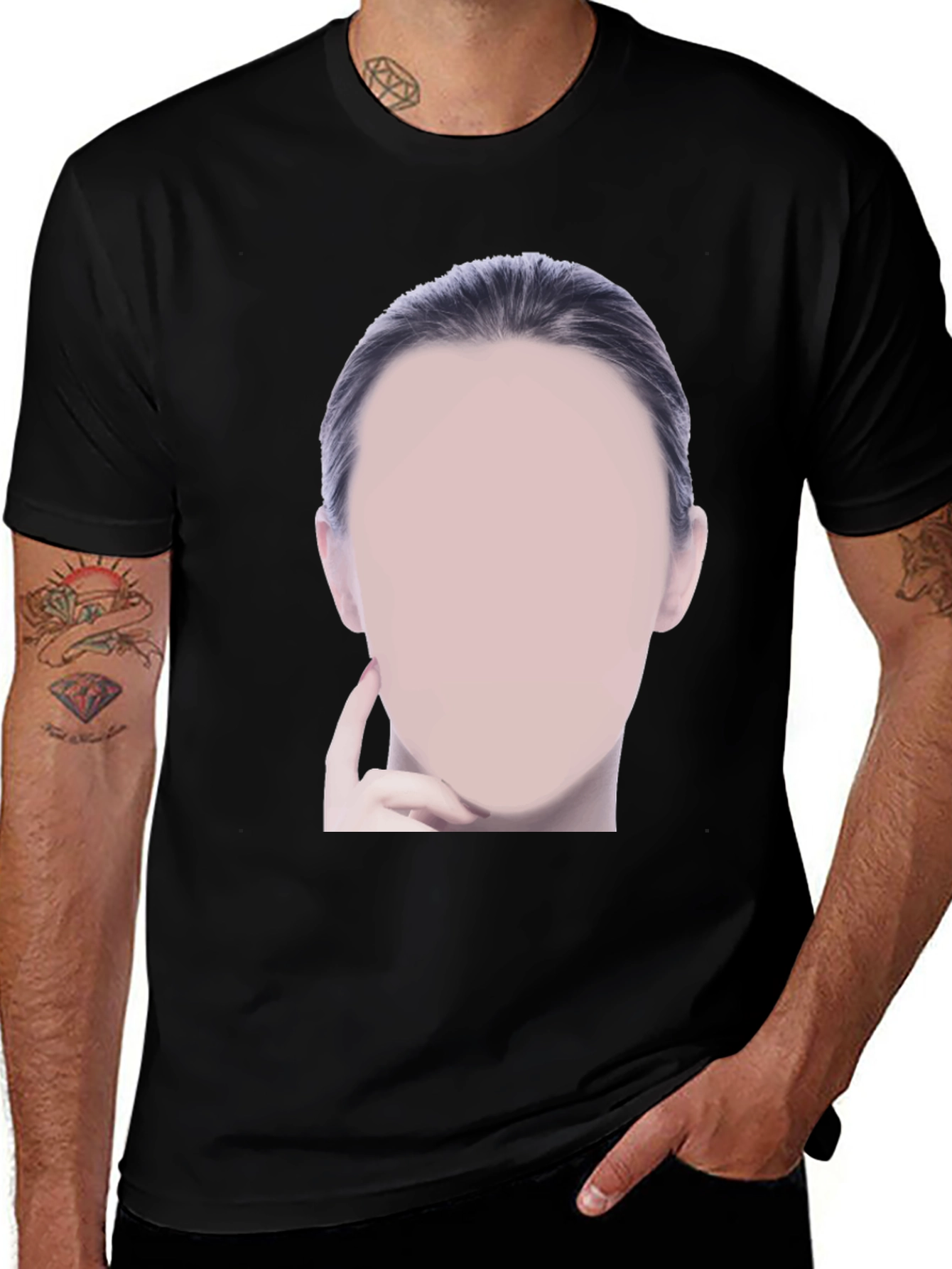 Variant 26 of Black Graphic Tee - Mystery Woman Design