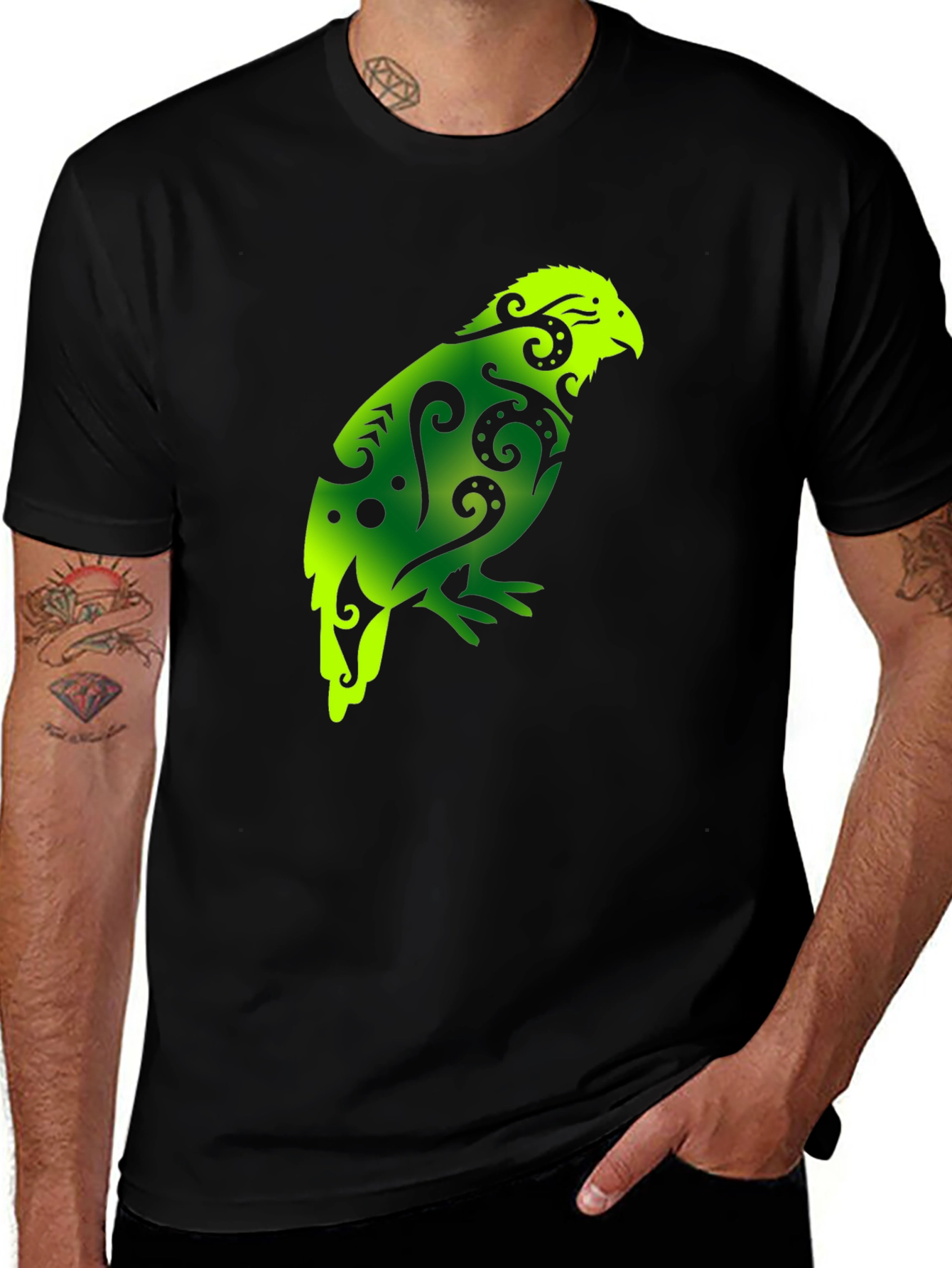 Maori Bird T-Shirt - Black