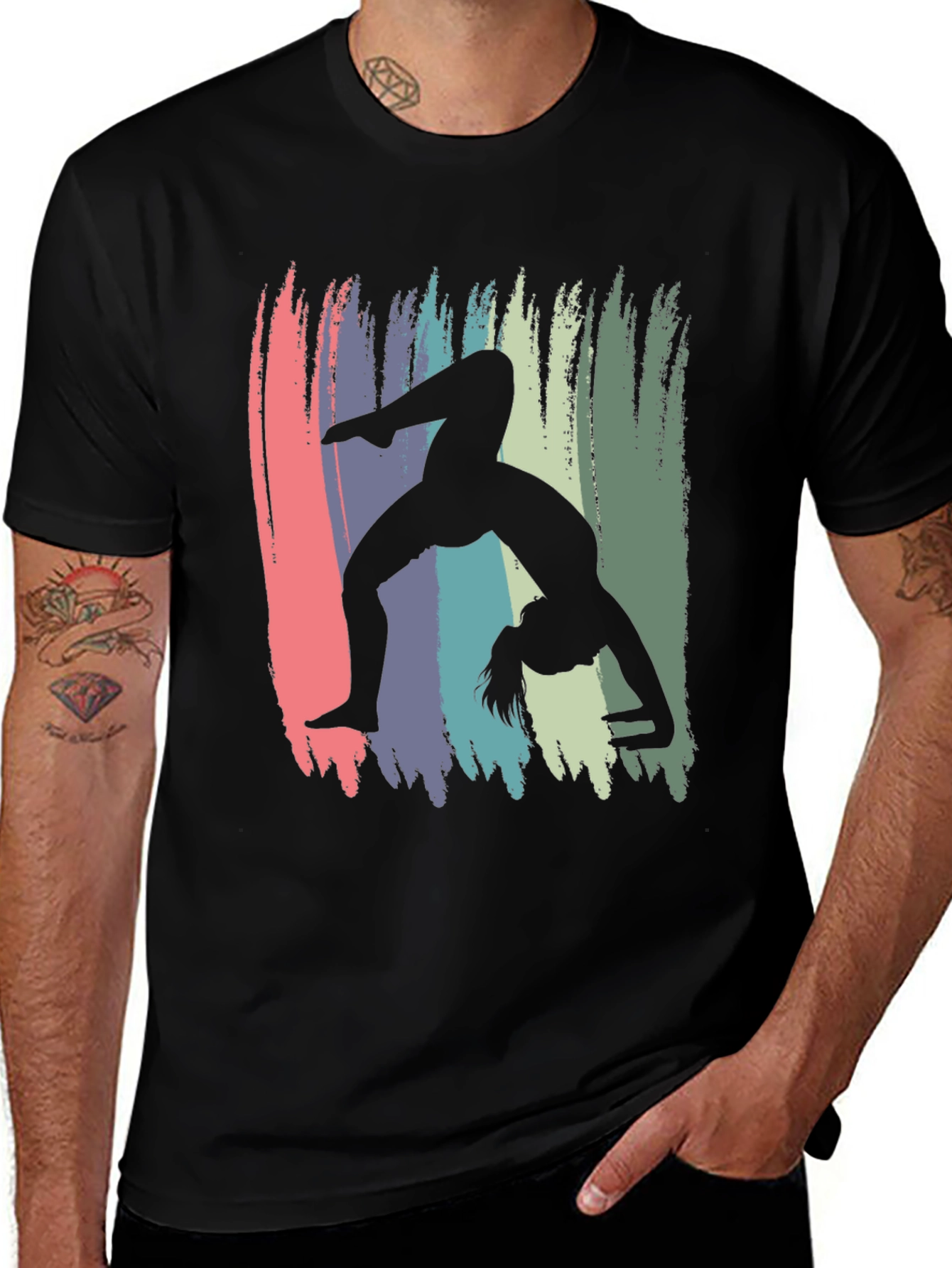 Variant 11 of Gymnast Silhouette T-Shirt - Black Cotton Tee