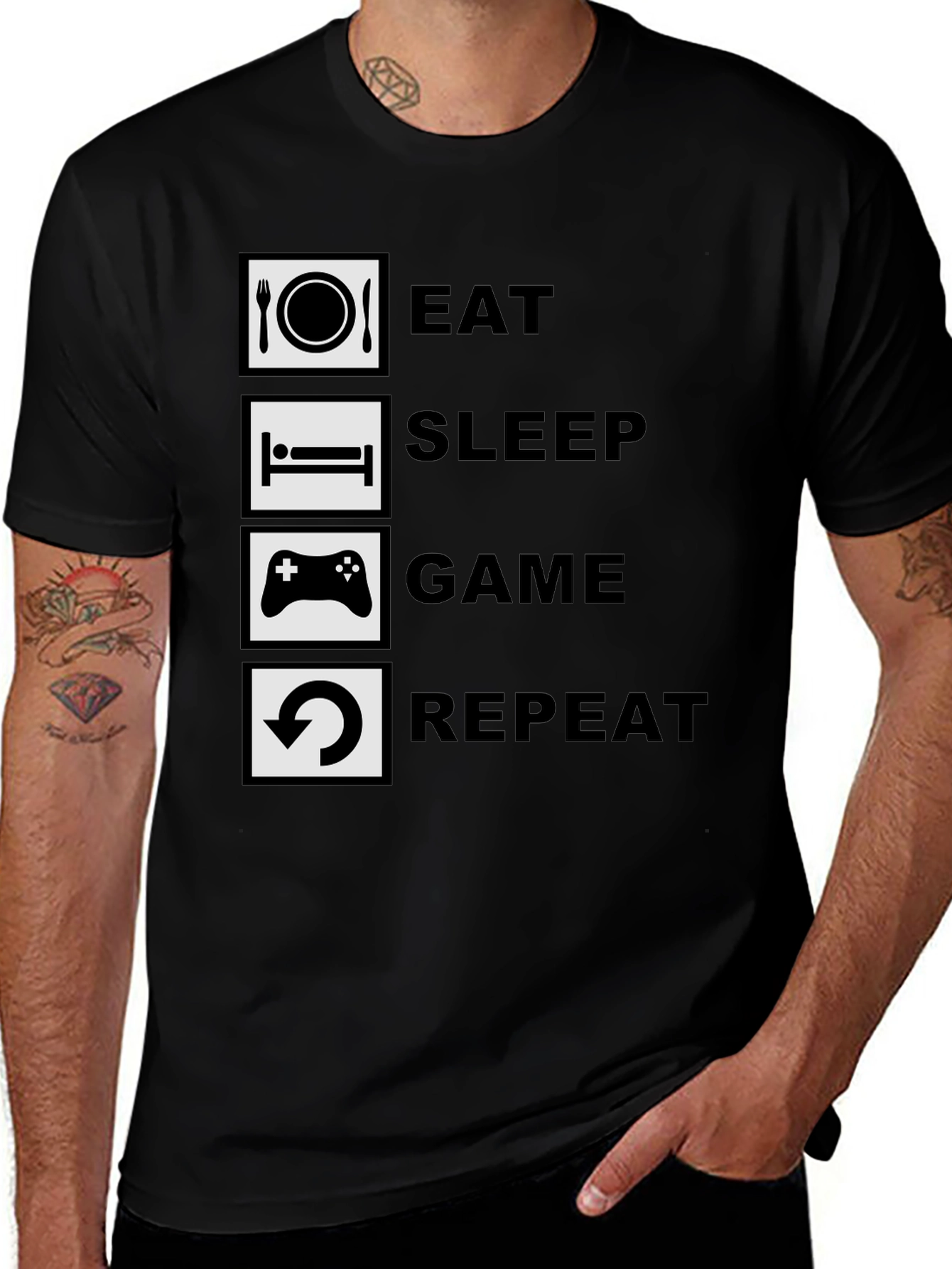 Variant 15 of Eat Sleep Game Repeat Black T-Shirt
