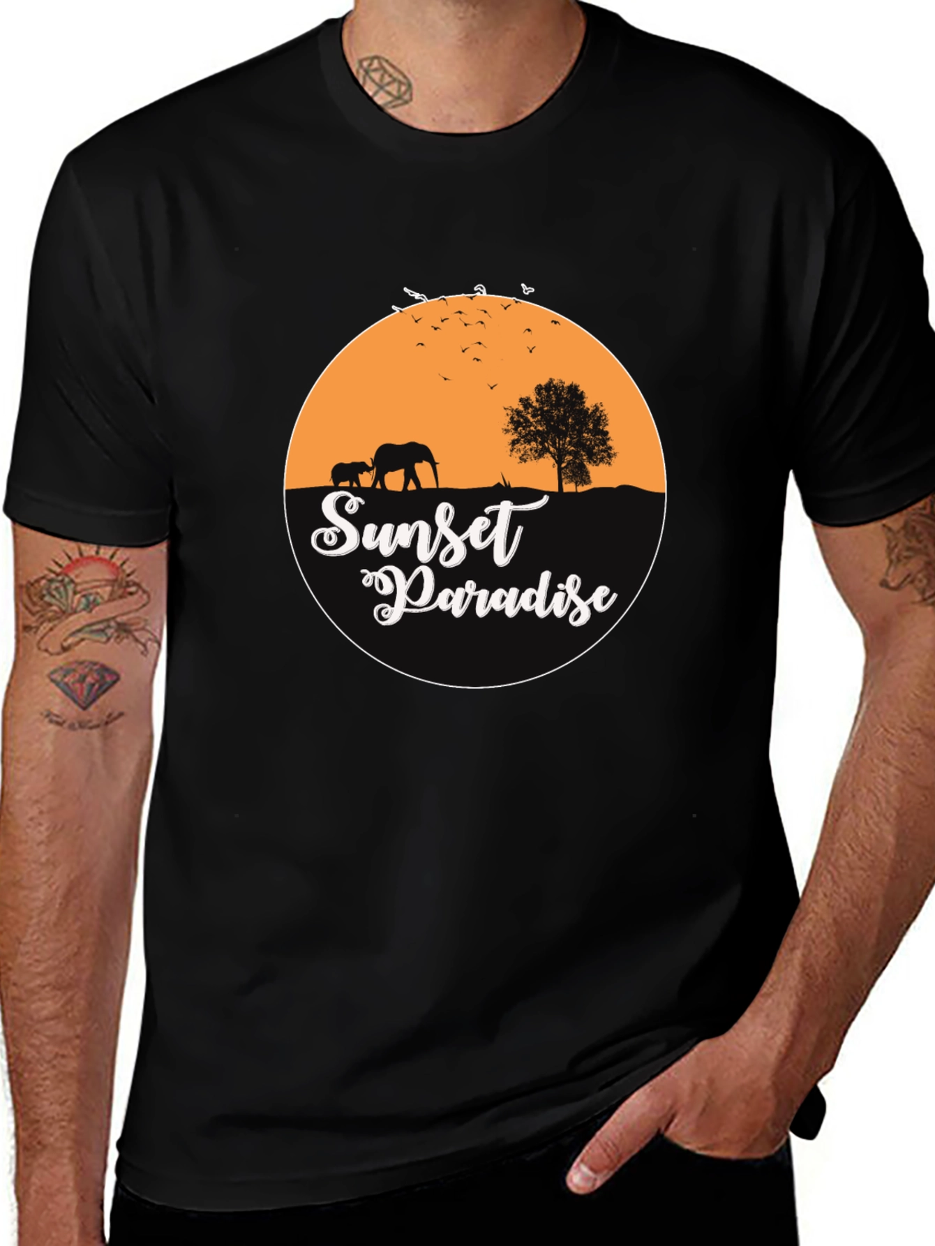 Variant 20 of Sunset Paradise Black Graphic Tee