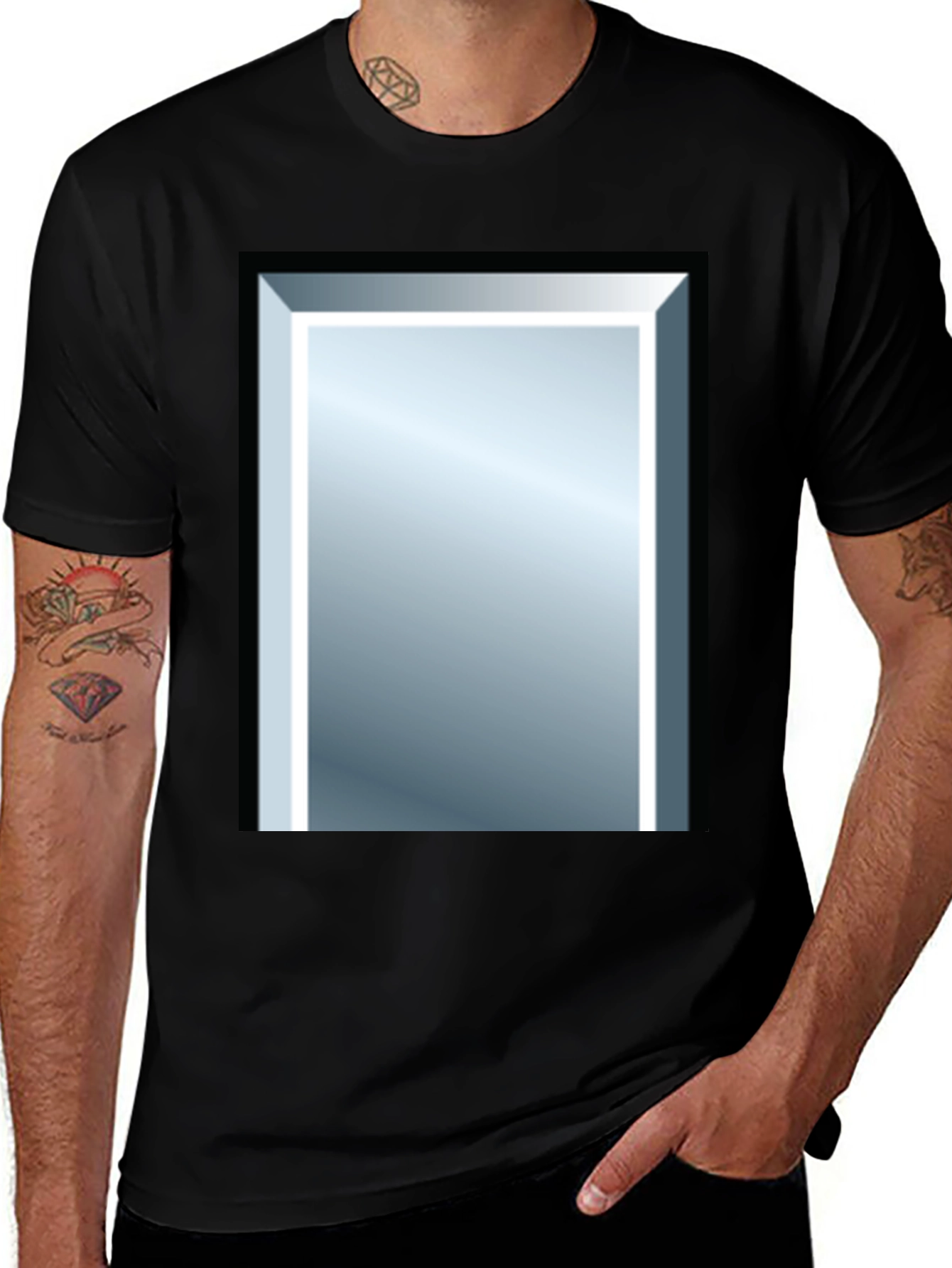 Variant 11 of Black Tee with Rectangular Mirror Graphic