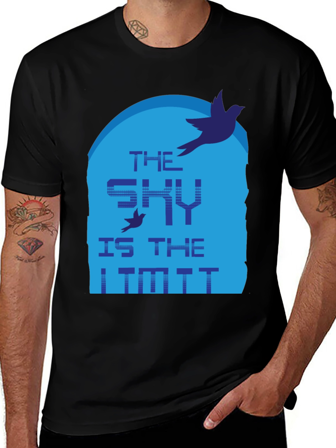Variant 22 of Sky's The Limit Graphic Tee - Black Cotton T-Shirt
