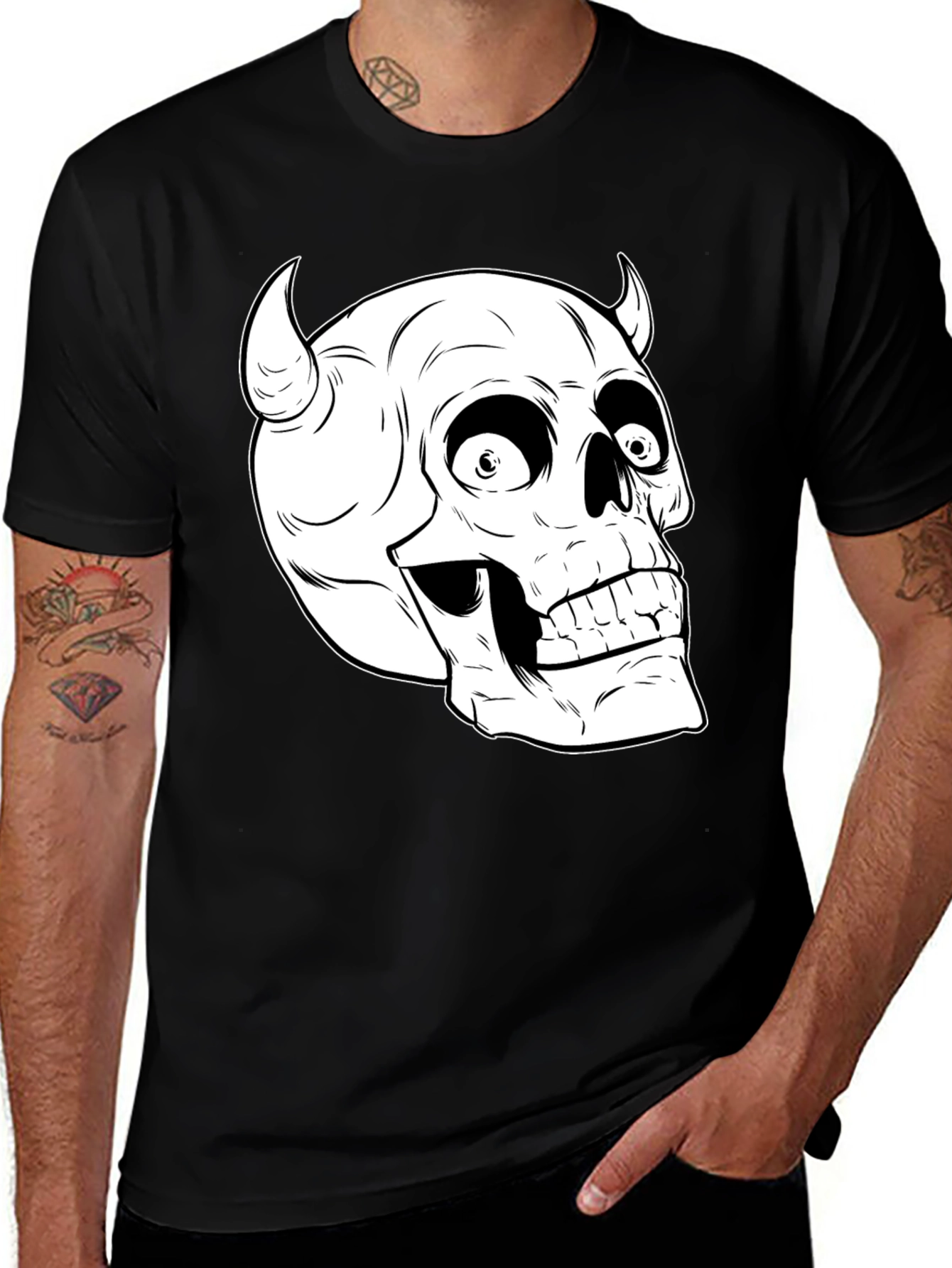 Skull Devil Graphic Tee - Black
