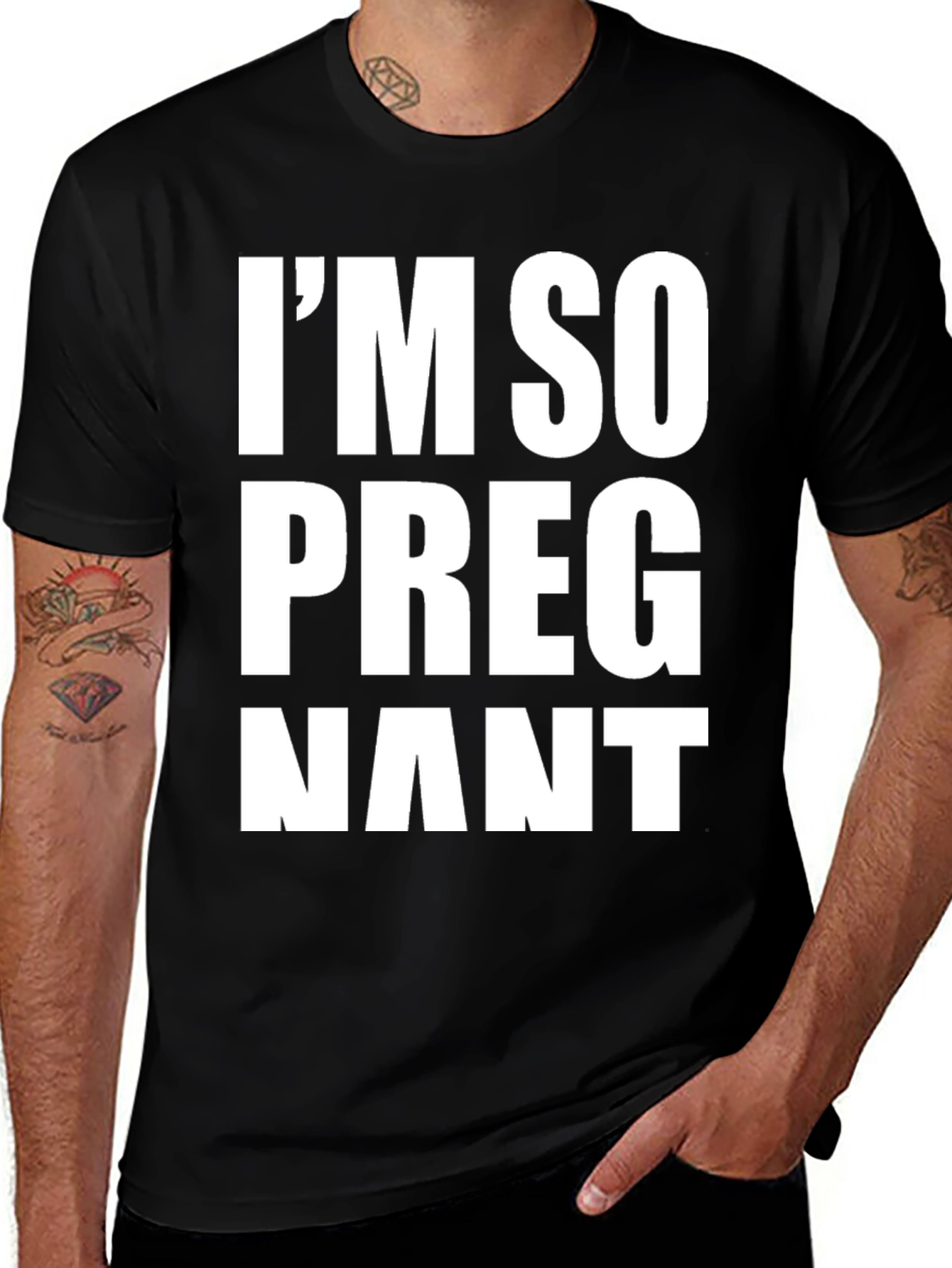 Black I'm So Pregnant T-Shirt - Humorous Graphic Tee main image