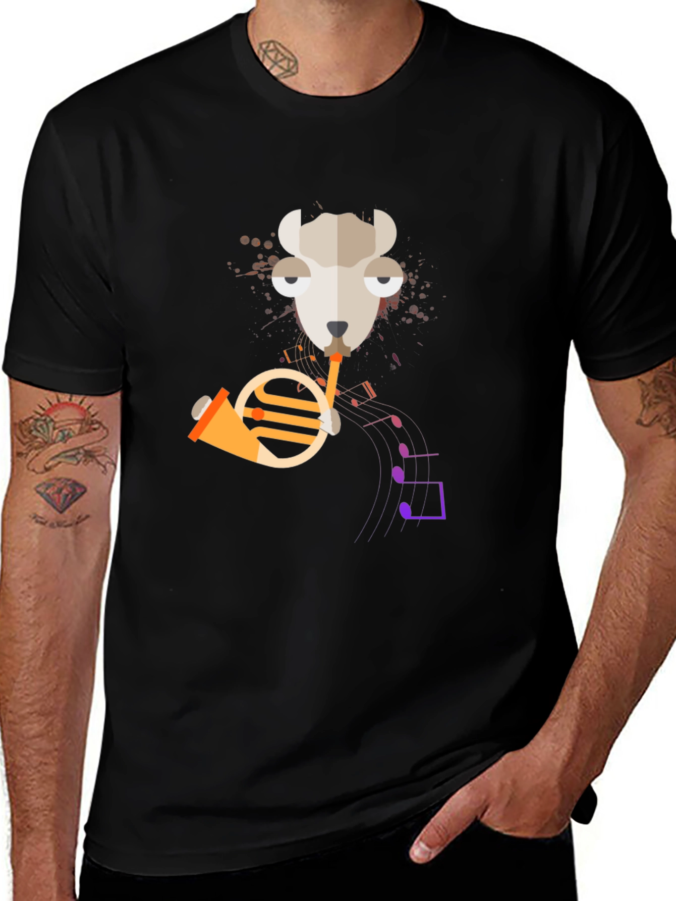 Variant 6 of Musical Llama T-Shirt - Funny Animal Horn Design