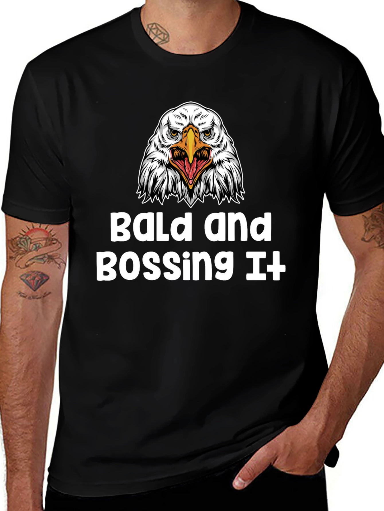 Variant 5 of Bald and Bossing It T-Shirt - Eagle Graphic Tee