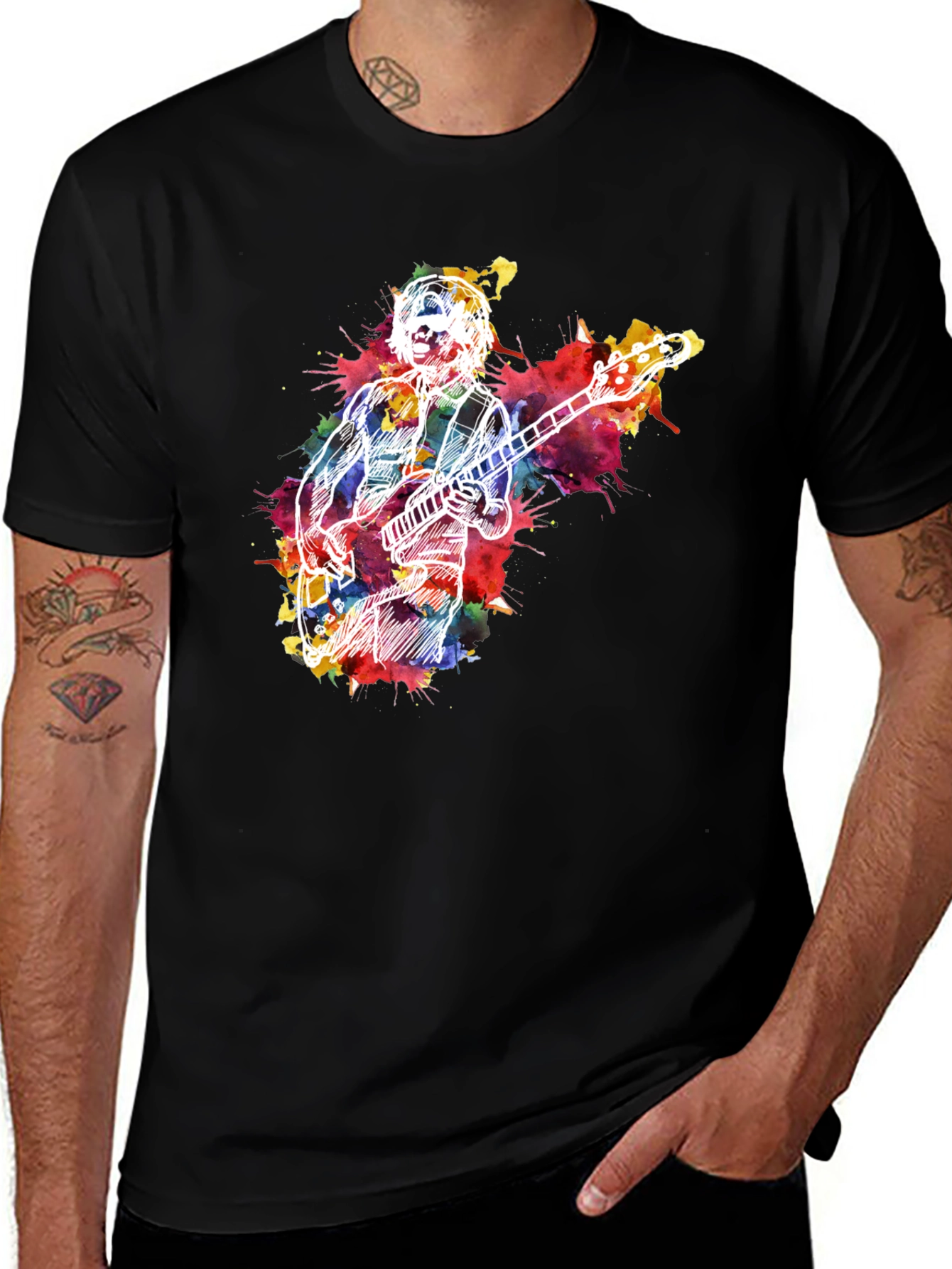 Variant 16 of Musician Watercolor Graphic T-Shirt - Black