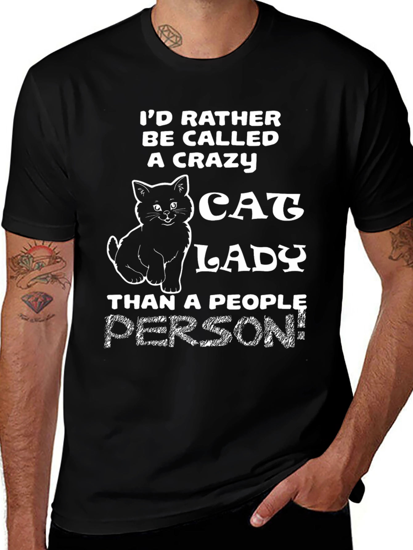 Variant 15 of Crazy Cat Lady Graphic Tee - Black