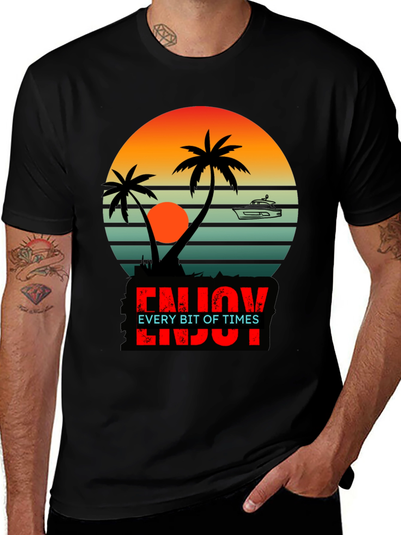 Sunset Palms T-Shirt - Enjoy Every Bit of Times